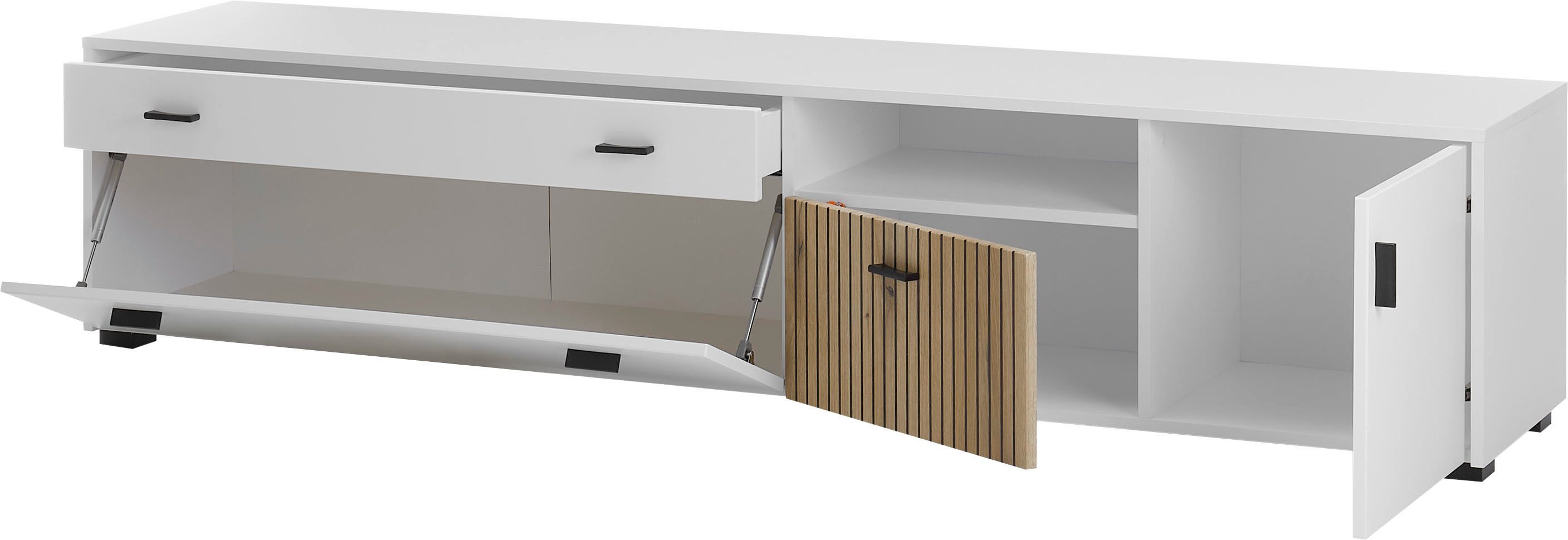 INOSIGN Tv-meubel Hudson in moderne trendkleur, handgrepen van metaal (zwart), breedte 200 cm