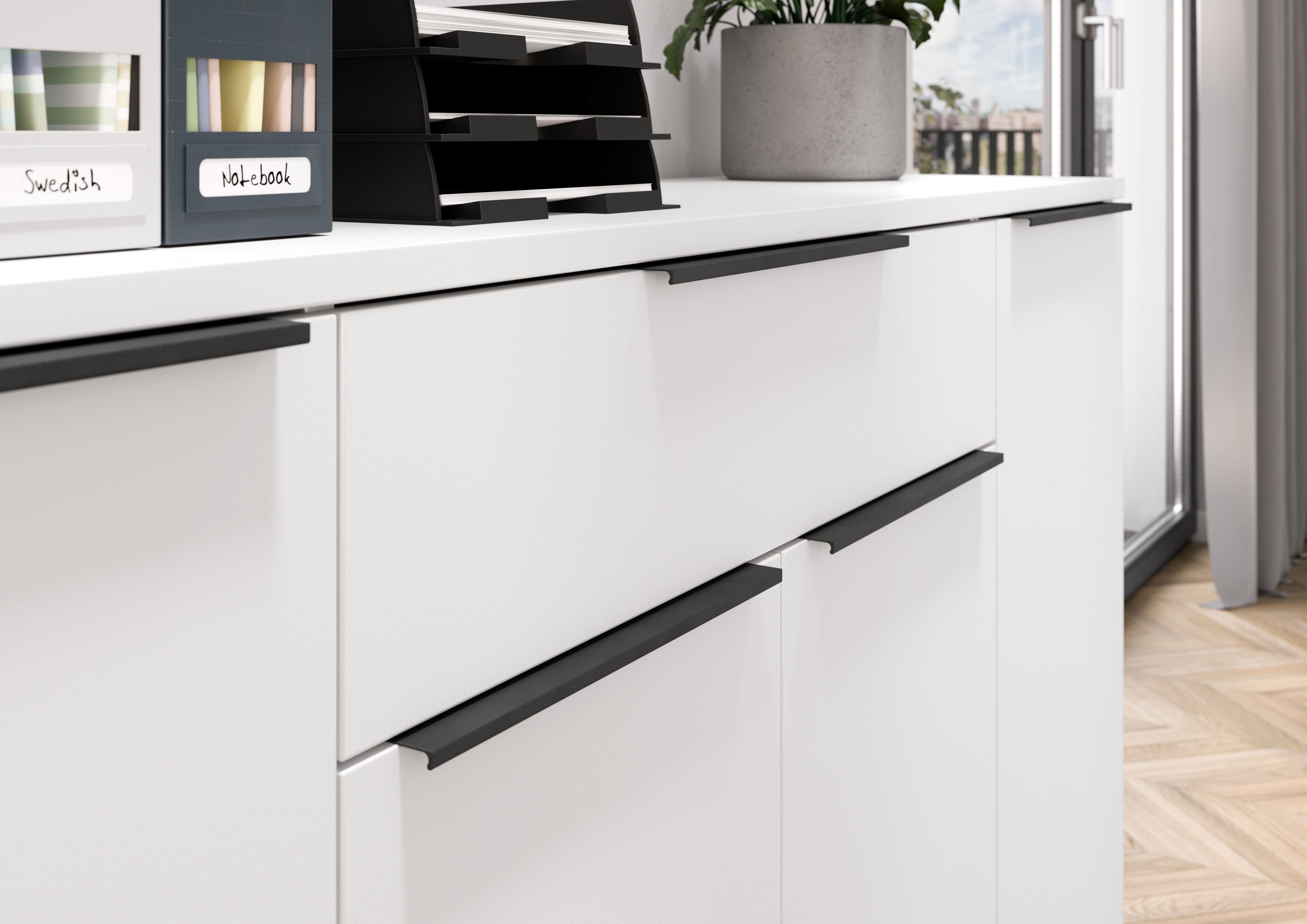 GERMANIA Dressoir Milaan Dressoir met een lade en 4 deuren, in grafiet & wit beschikbaar