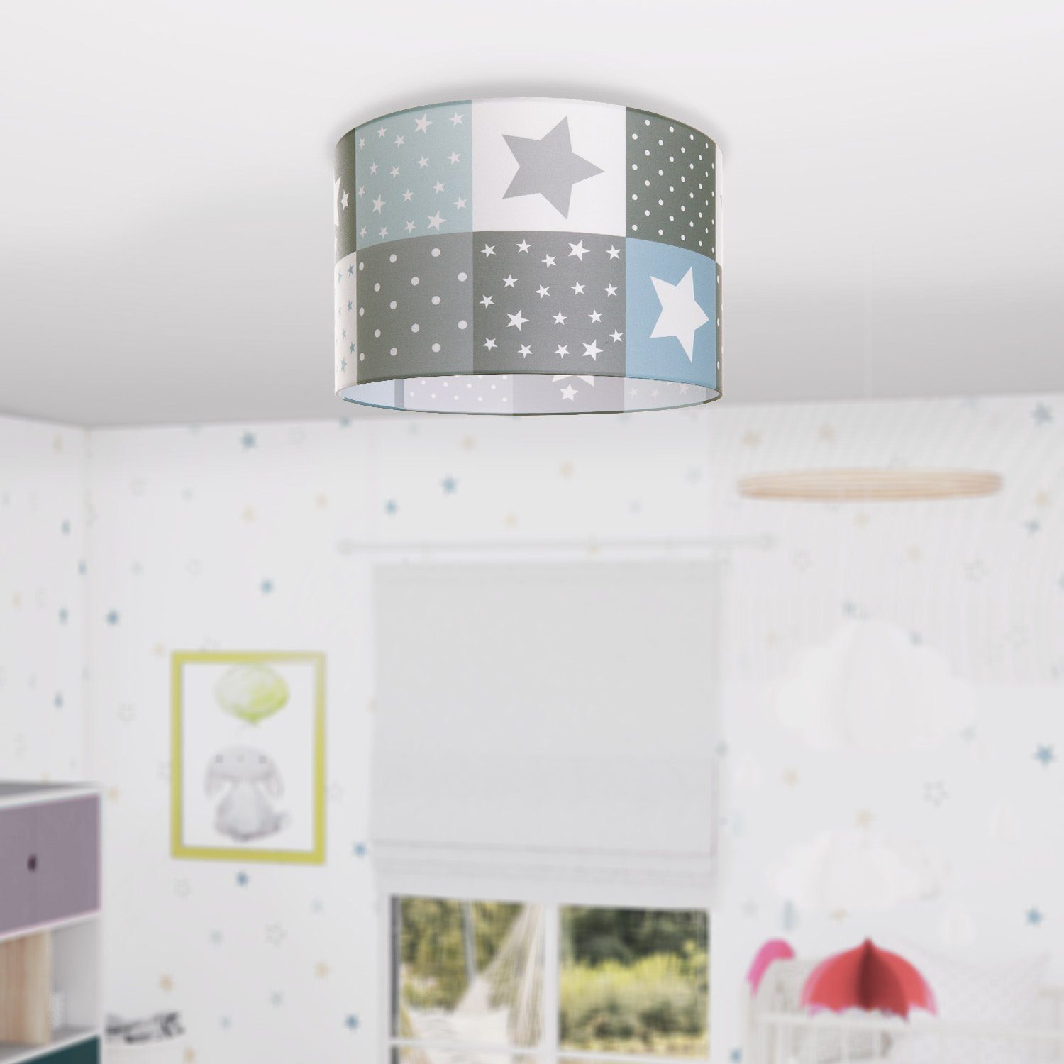 Paco Home Plafondlamp Cosmo 345 Kinderlamp plafondlamp LED kinderkamer lamp sterren-motief E27