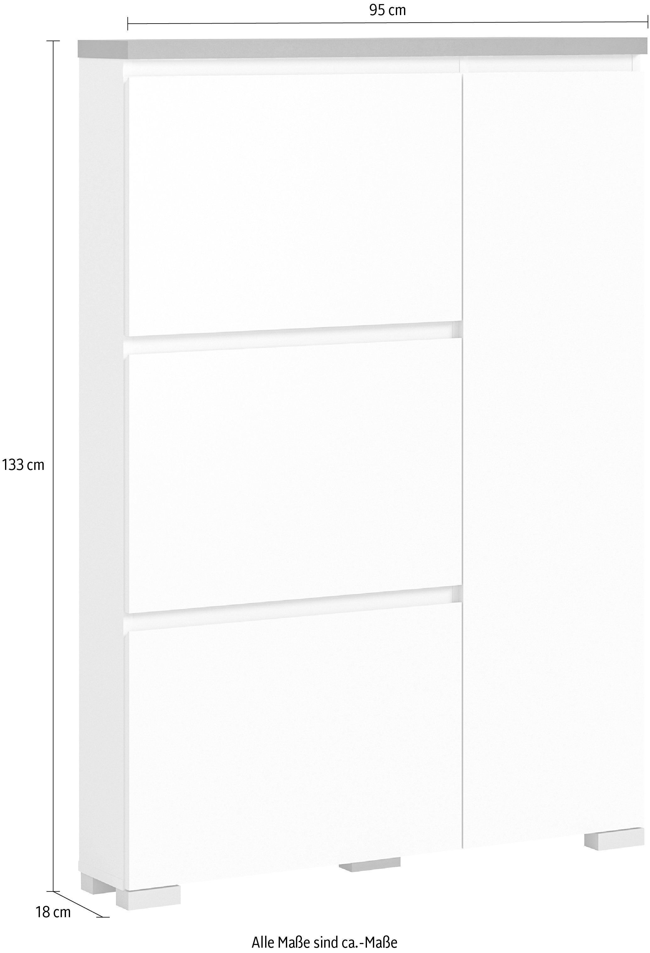 INOSIGN Schoenenkast Skoskap, Diepte 18 cm, 3 Deurtjes, 1 Deur, plaats voor ca. 12 paar schoenen