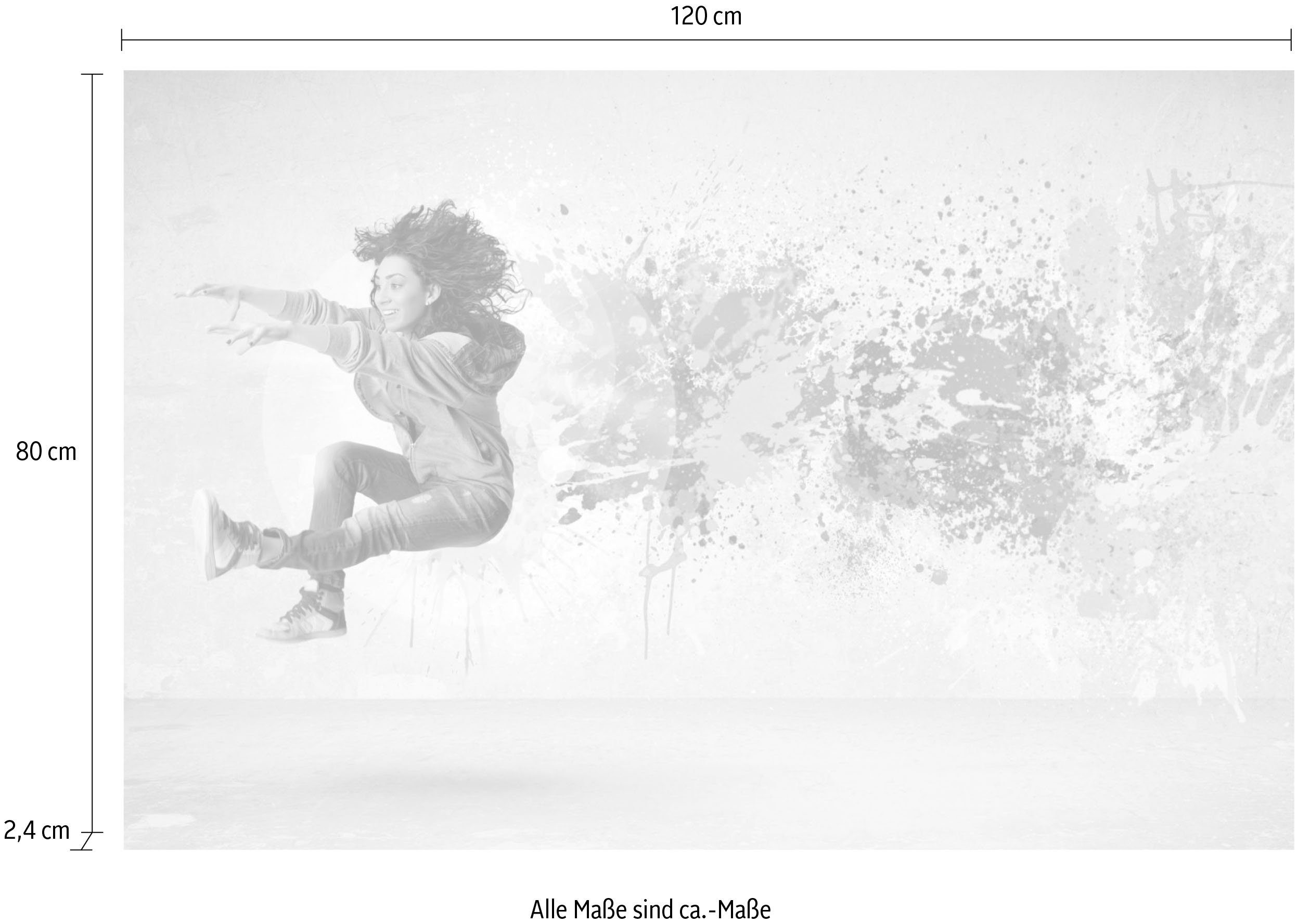 queence Artprint op acrylglas Springende vrouw