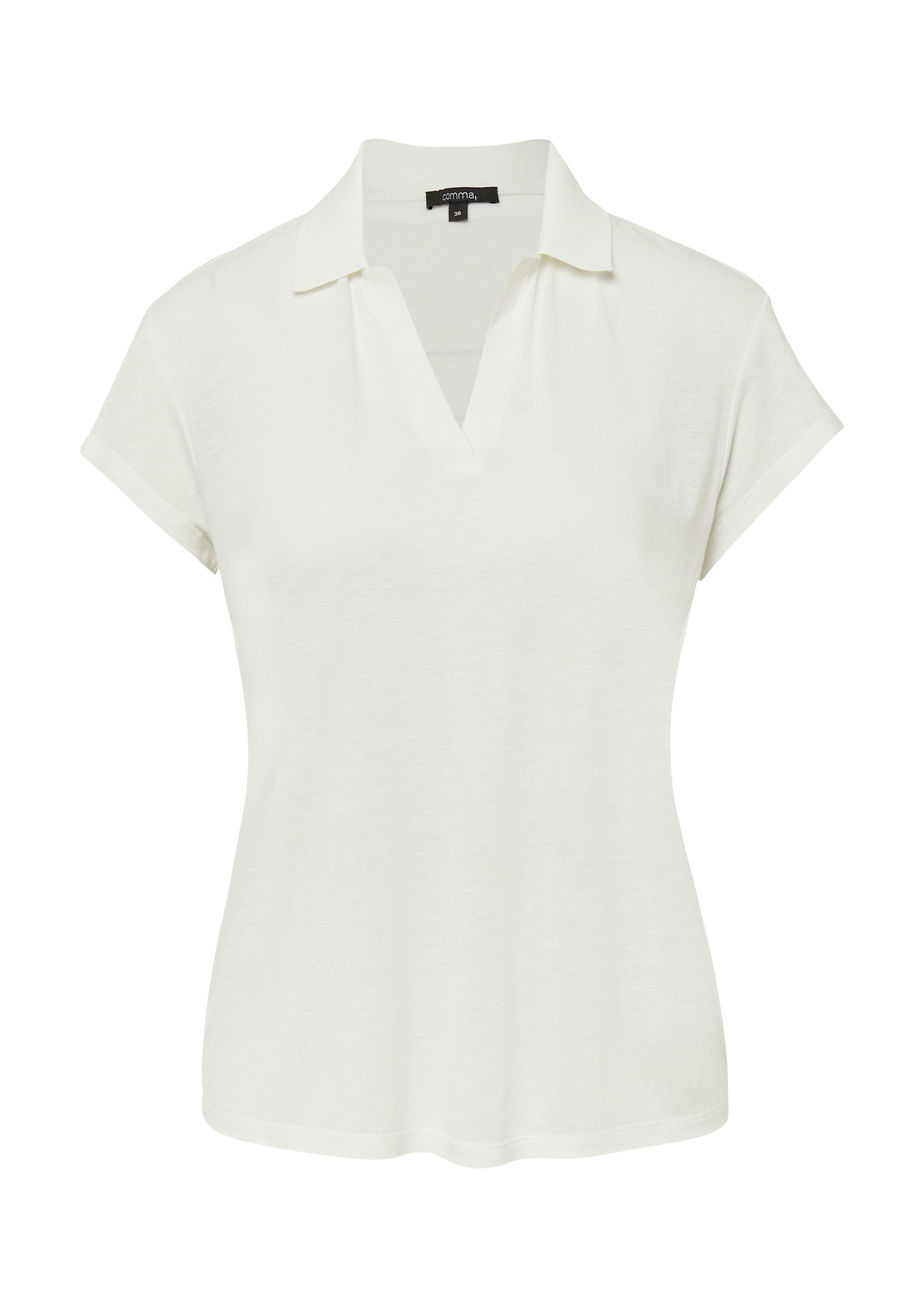 Comma T-shirt met aandeel linnen