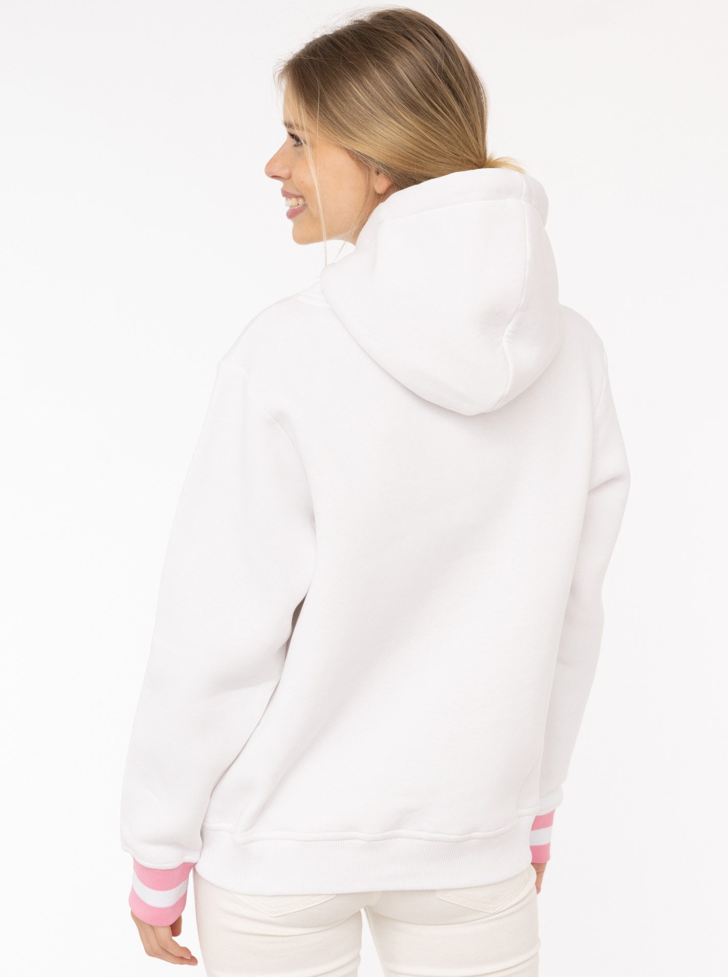 Zwillingsherz Hoodie "Rahel" met "moin" en anker borduurwerk, contrasterende mouwboorden