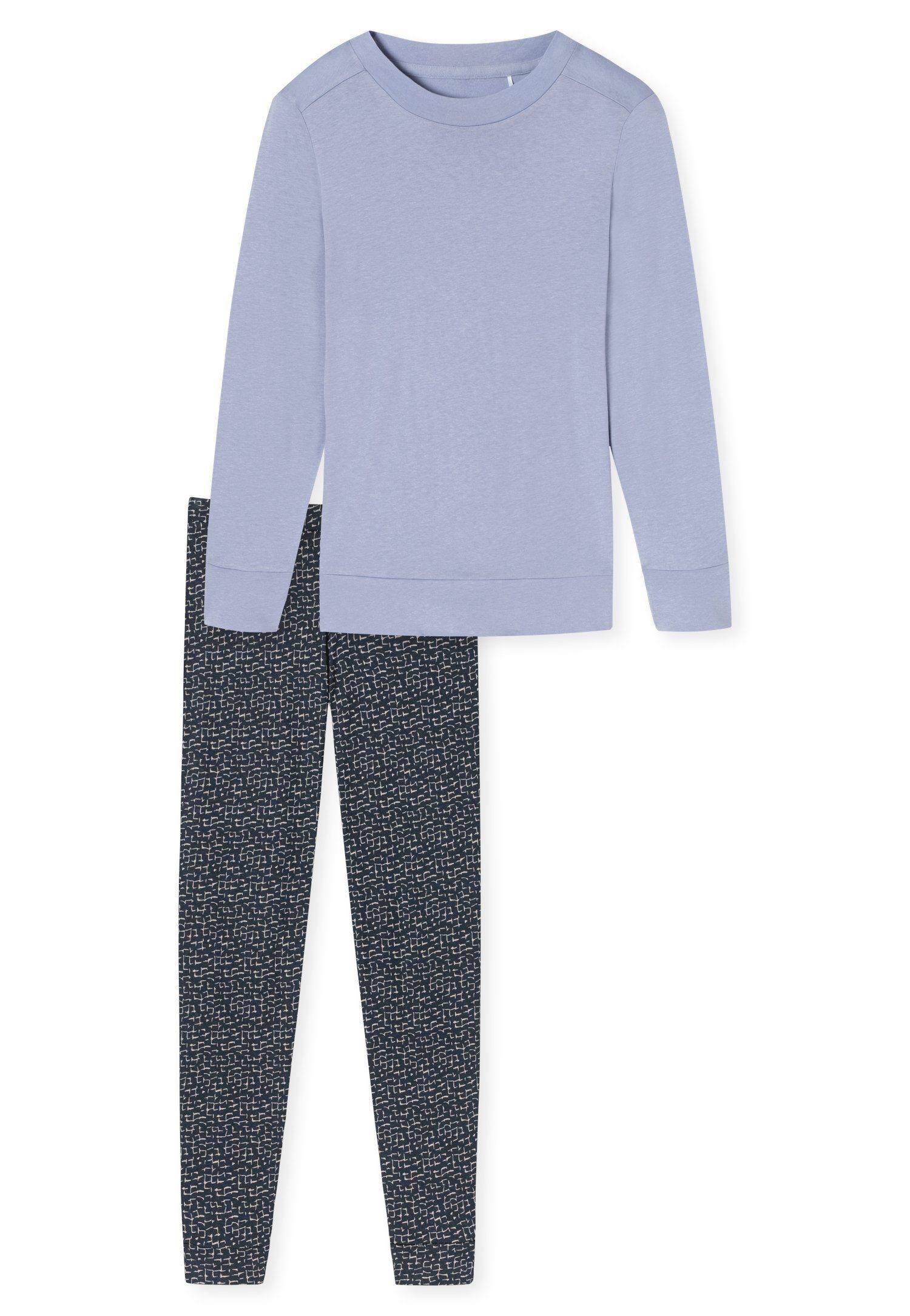 Schiesser Pyjama Contemporary Nightwear met effen bovenstuk en gemusterde broek (2-delig)