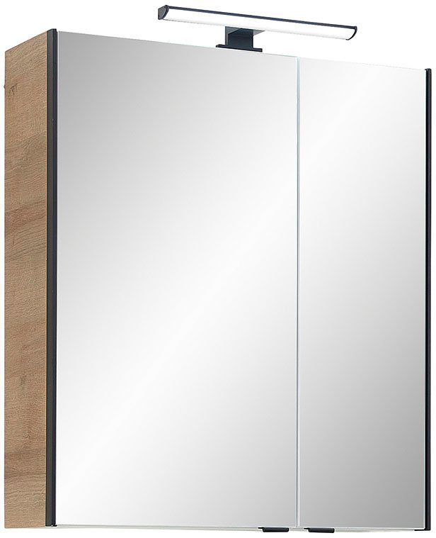 Saphir Badkamerserie Quickset 395 3-delig, wastafelonderkast met led-spiegelkast Middel kast, incl. deurdemper, 6 deuren, 1 lade, badkamer set (4-delig)