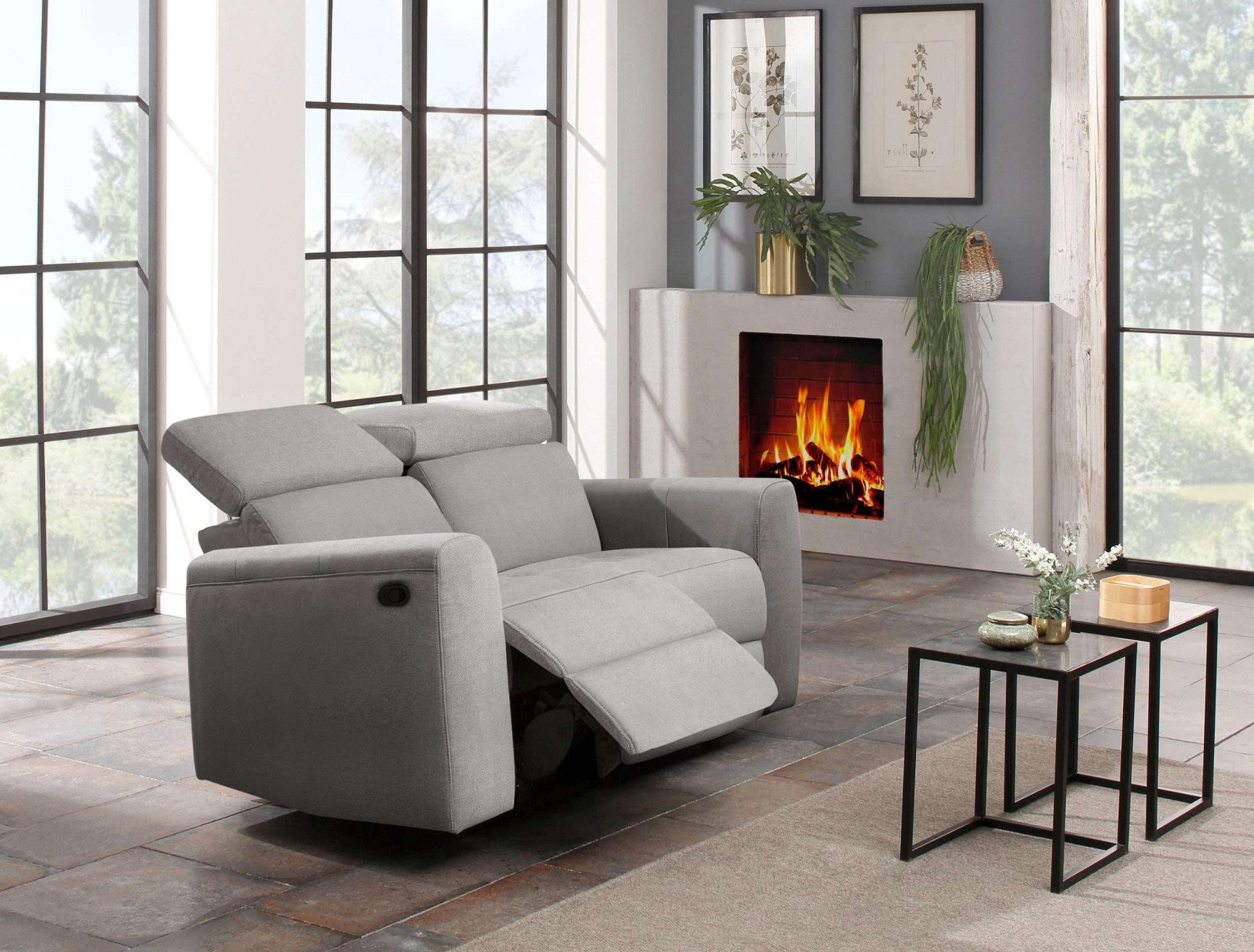 Home affaire 2-zitsbank Sentrano 152 cm, man. of electr. relaxfunctie en usb/kopverstelling