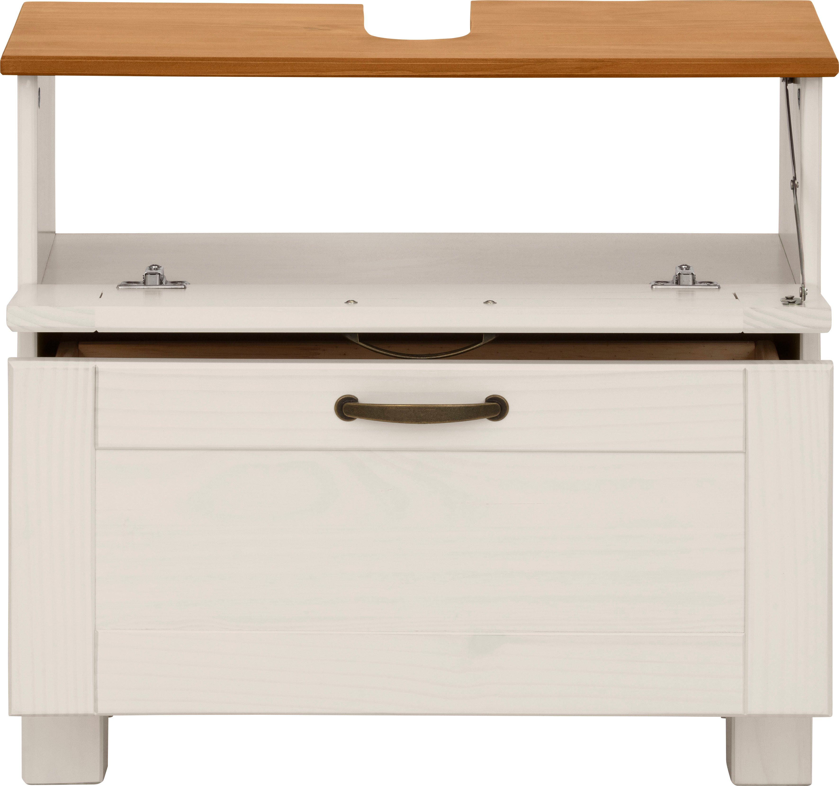 Home affaire Wastafelonderkast Rodby Massief, FSC®-gecertificeerd hout, grepen metaal, breedte 60 cm, hoogte 55 cm