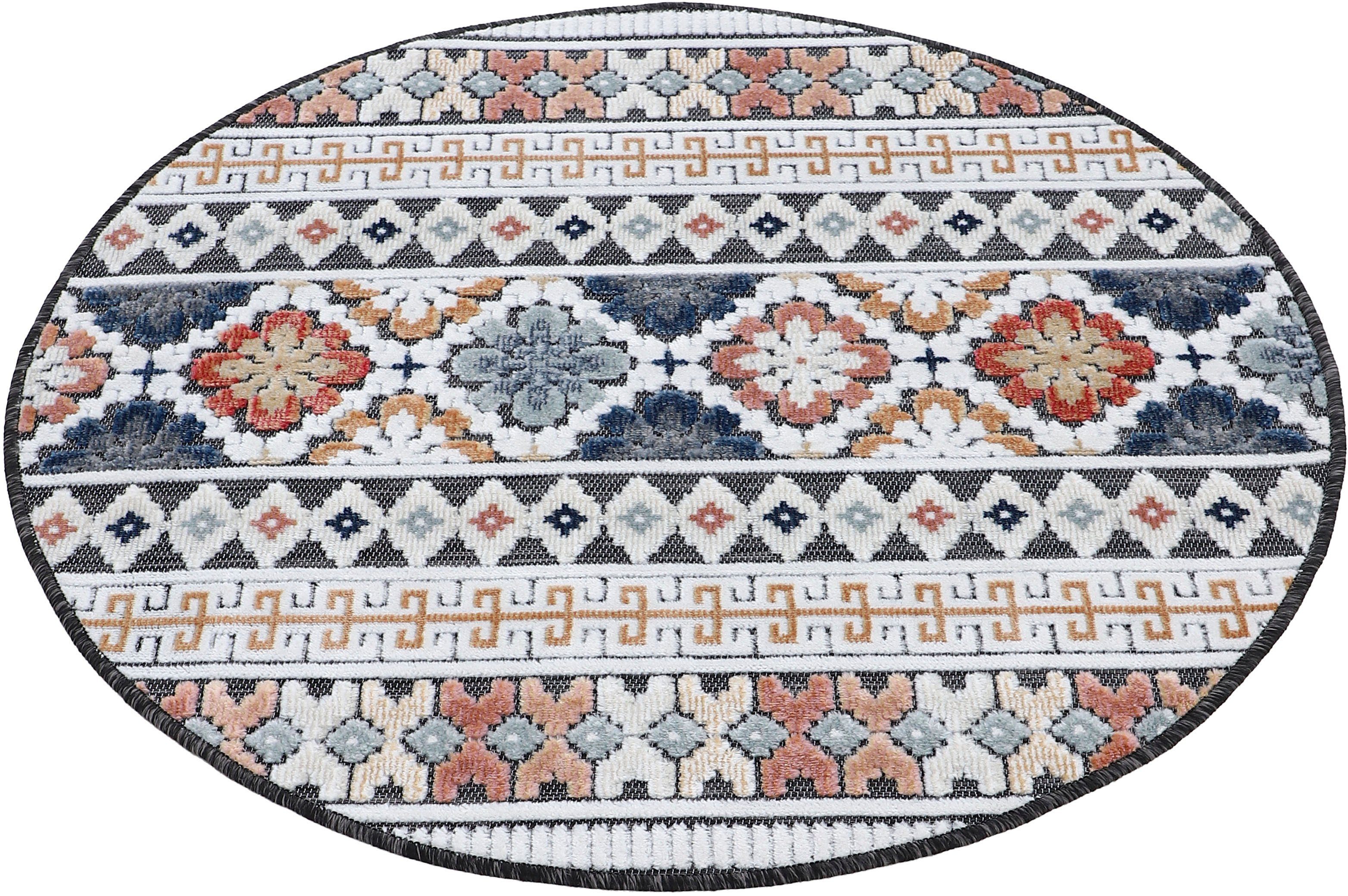 carpetfine Vloerkleed Deja 103 robust vlakweefsel, motief - florale palmbladeren, hoog-laag effect
