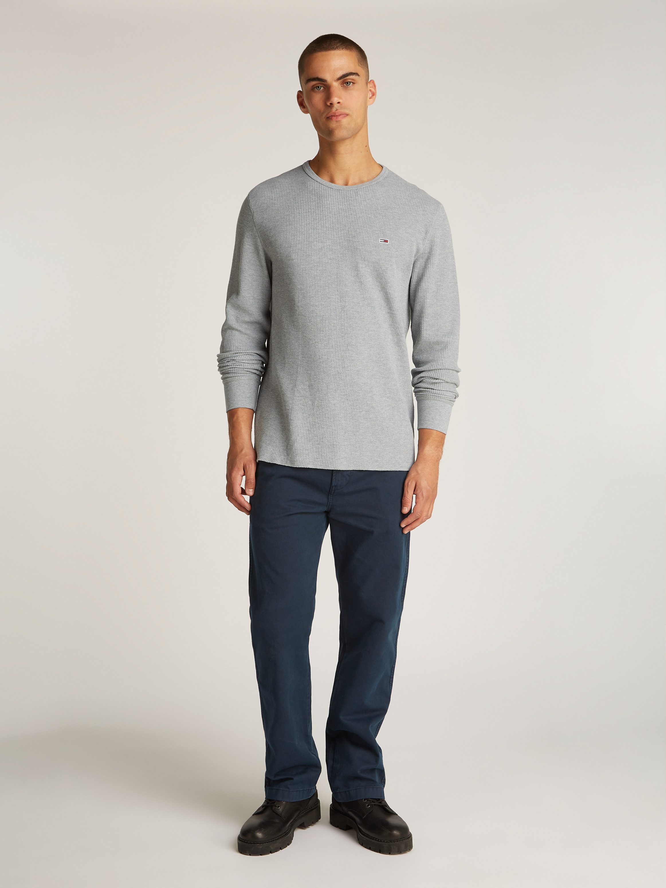 TOMMY JEANS Shirt met lange mouwen TJM SLIM WAFFLE L S TEE EXT