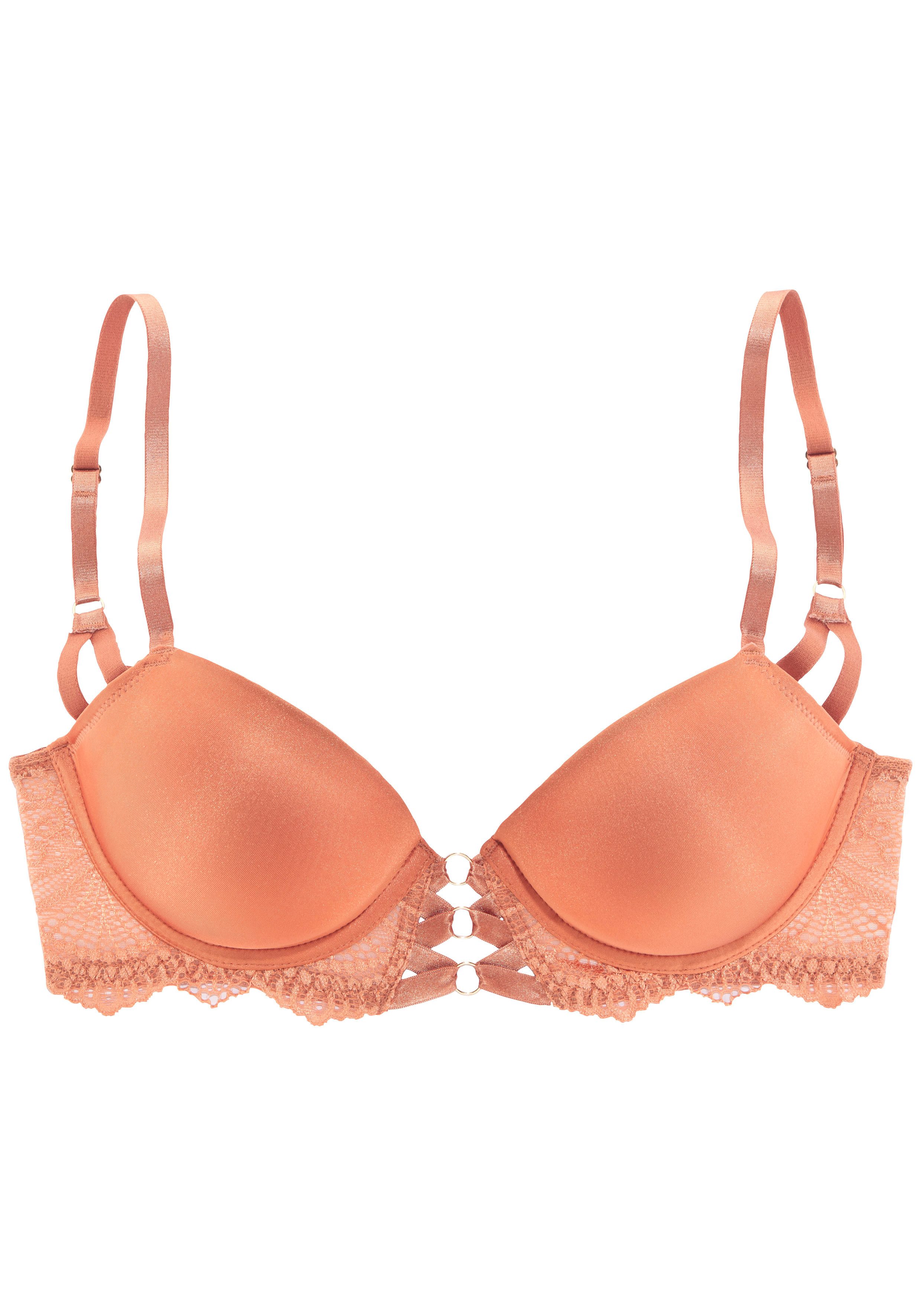 Lascana Push-up-bh Eleonora met fijne vetersluiting in satijnlook en lintdetail, sexy lingerie