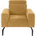 domo collection fauteuil lucera met verstelbare hoofdsteun, naar keuze met verstelbare rugleuning geel