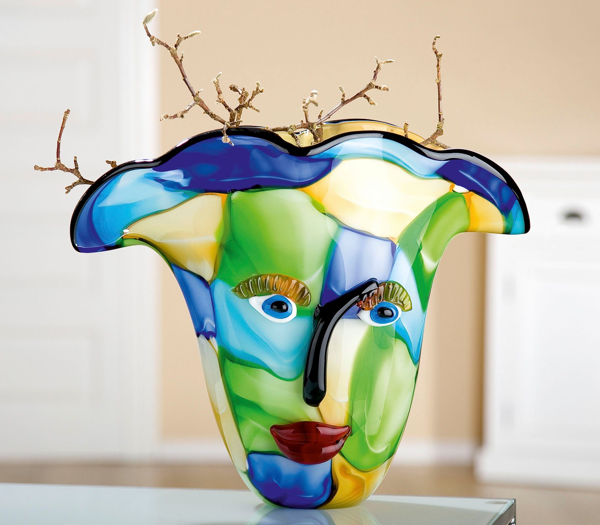 Casablanca by Gilde Tafelvaas Visto, hoogte ca. 31 cm decoratieve vaas van glas, bloemenvaas (1 stuk)