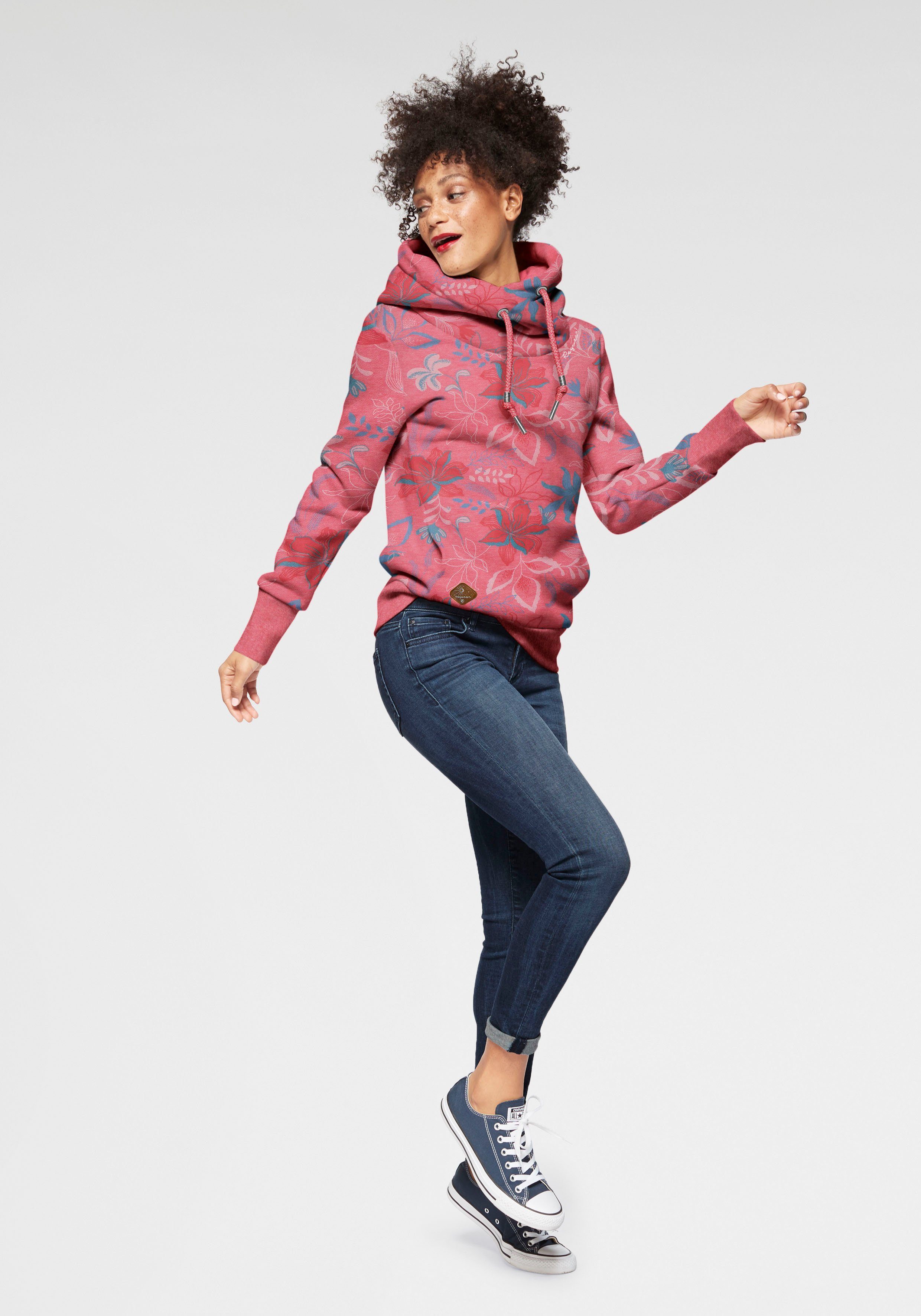 Ragwear Sweater GRIPY FLOWERS O Hoodie met gebloemde print all-over