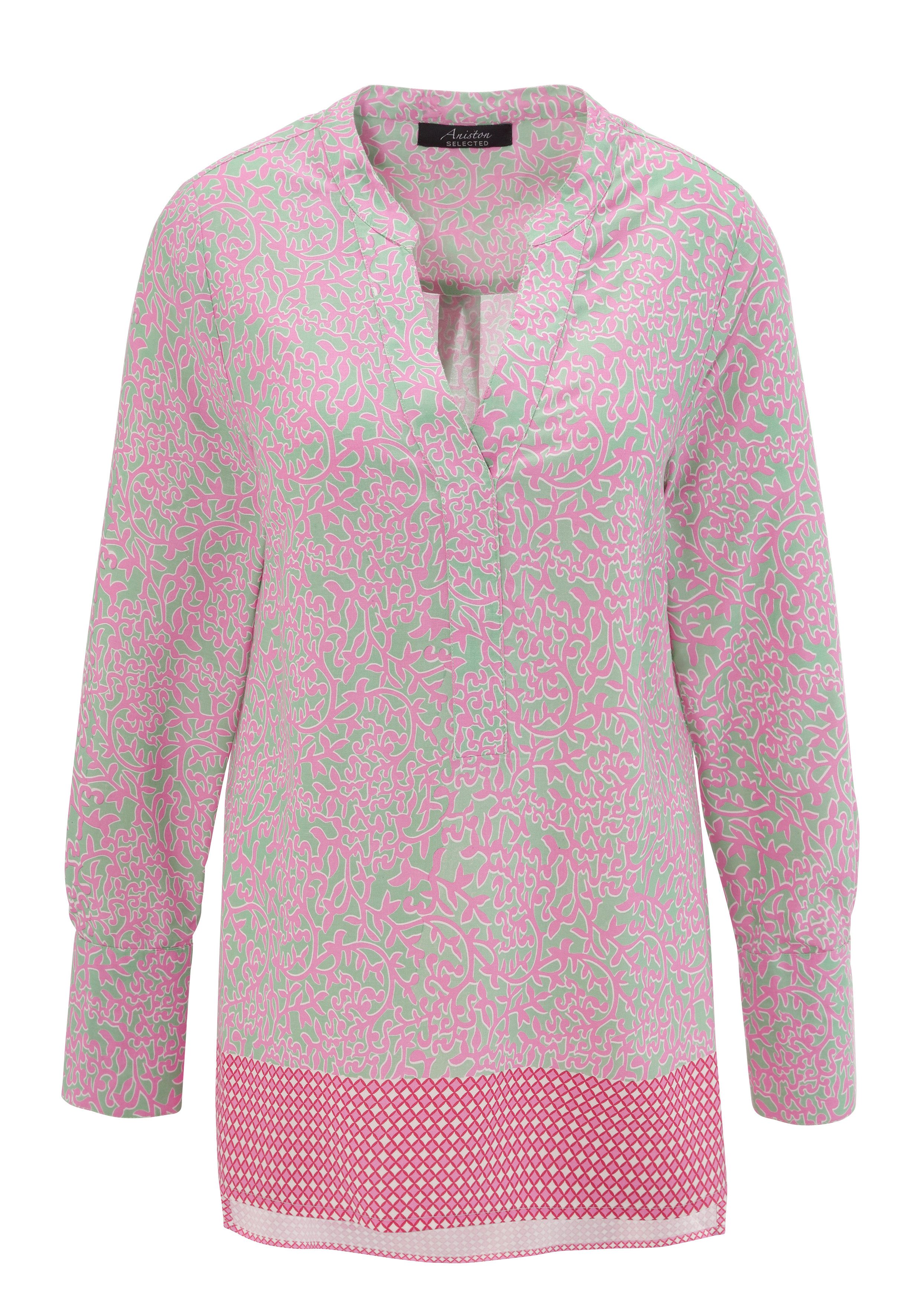 Aniston SELECTED Lange blouse met rankenpatronen en randdruk aan de zoom - nieuwe collectie