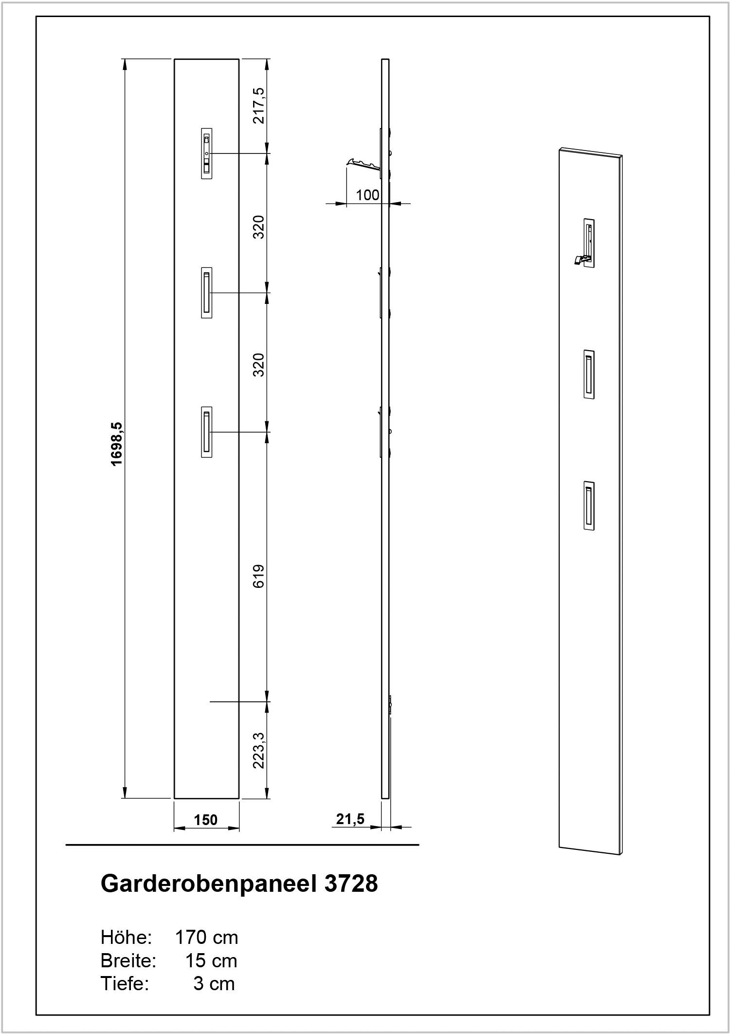 GERMANIA Halmeubelset Ameca Garderobe-set van schoenenopberger, spiegel en garderobepaneel (3 stuks)