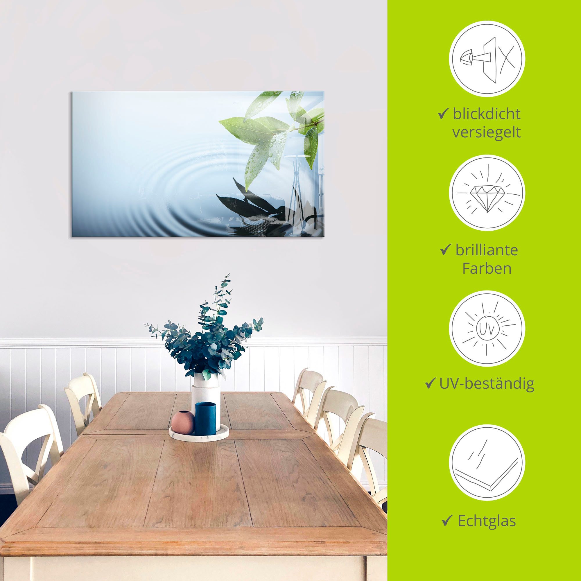 Artland Print op glas Plant en water in verschillende maten