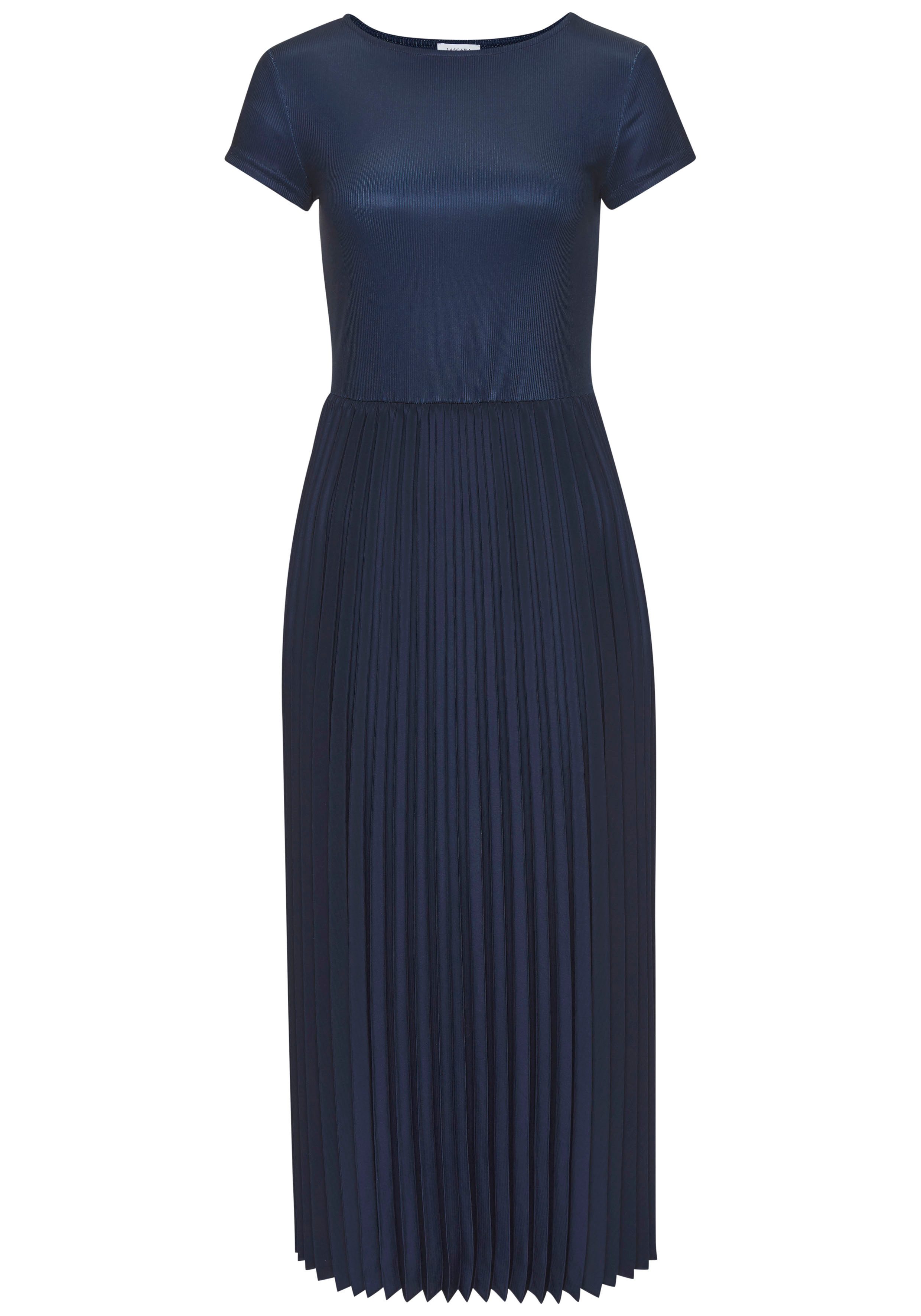 Lascana Midi-jurk met plissé rokdeel, basic, modieus