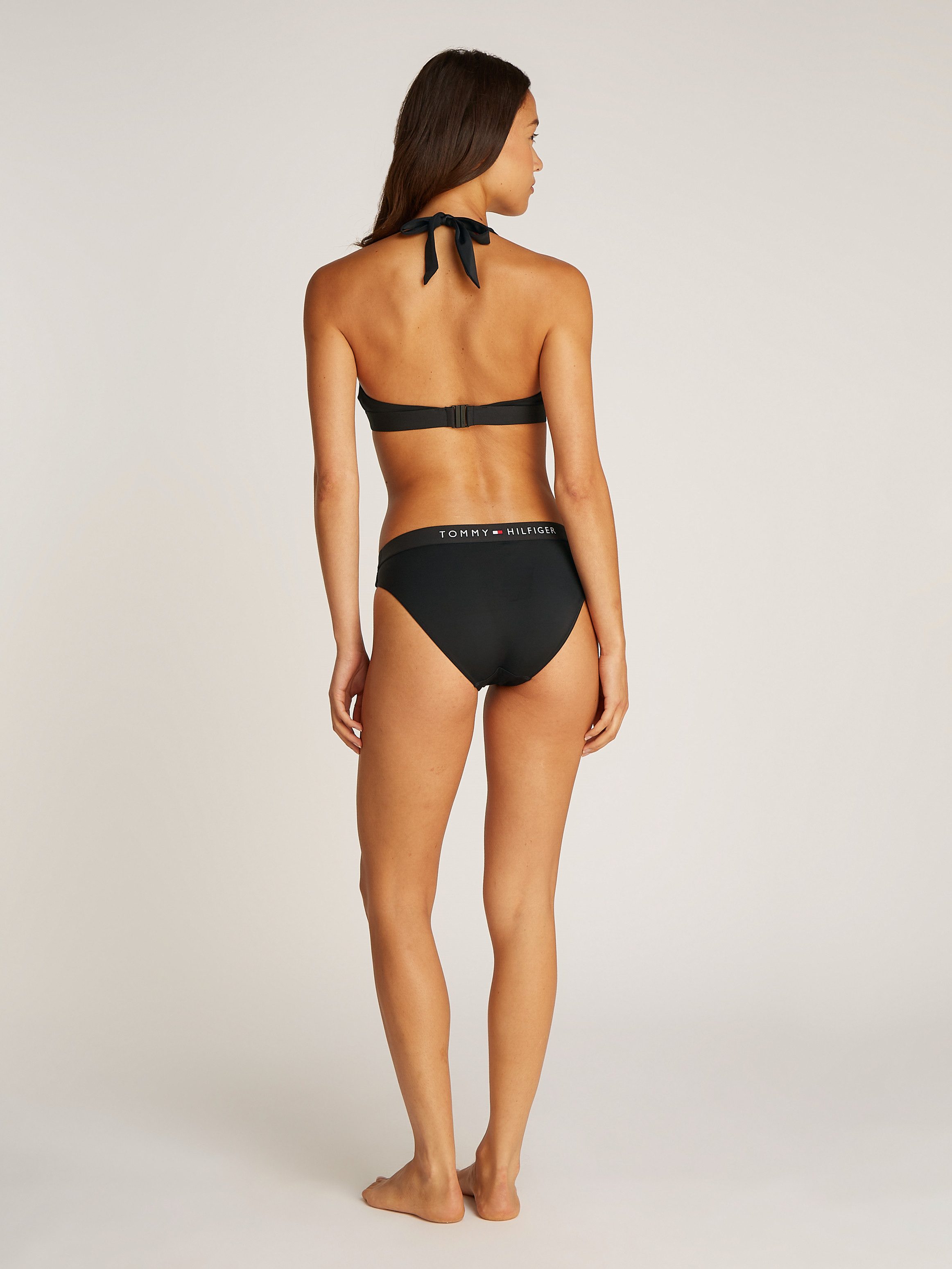 Tommy Hilfiger Swimwear Triangel-bikinitop HALTER RP met logo-opdruk, met druksluiting