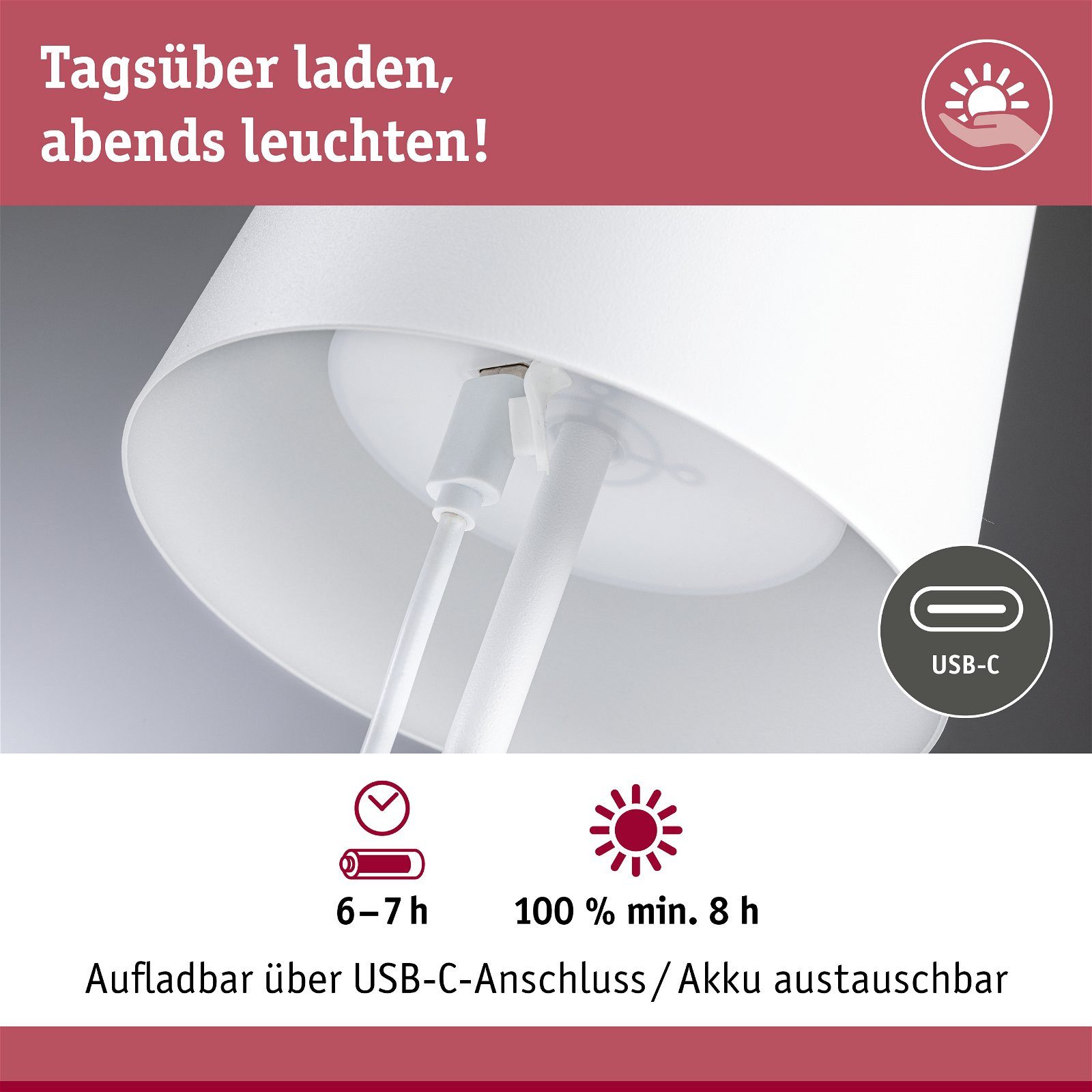 Paulmann Led-tafellamp voor buiten Acculamp Gilo IP44 dimbaar (1 stuk)