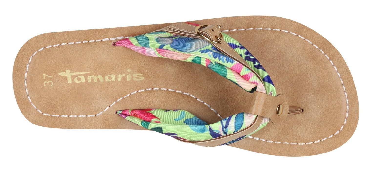 Tamaris Teenslippers Avril , zomerschoenen, flats, slippers met t-logo hanger