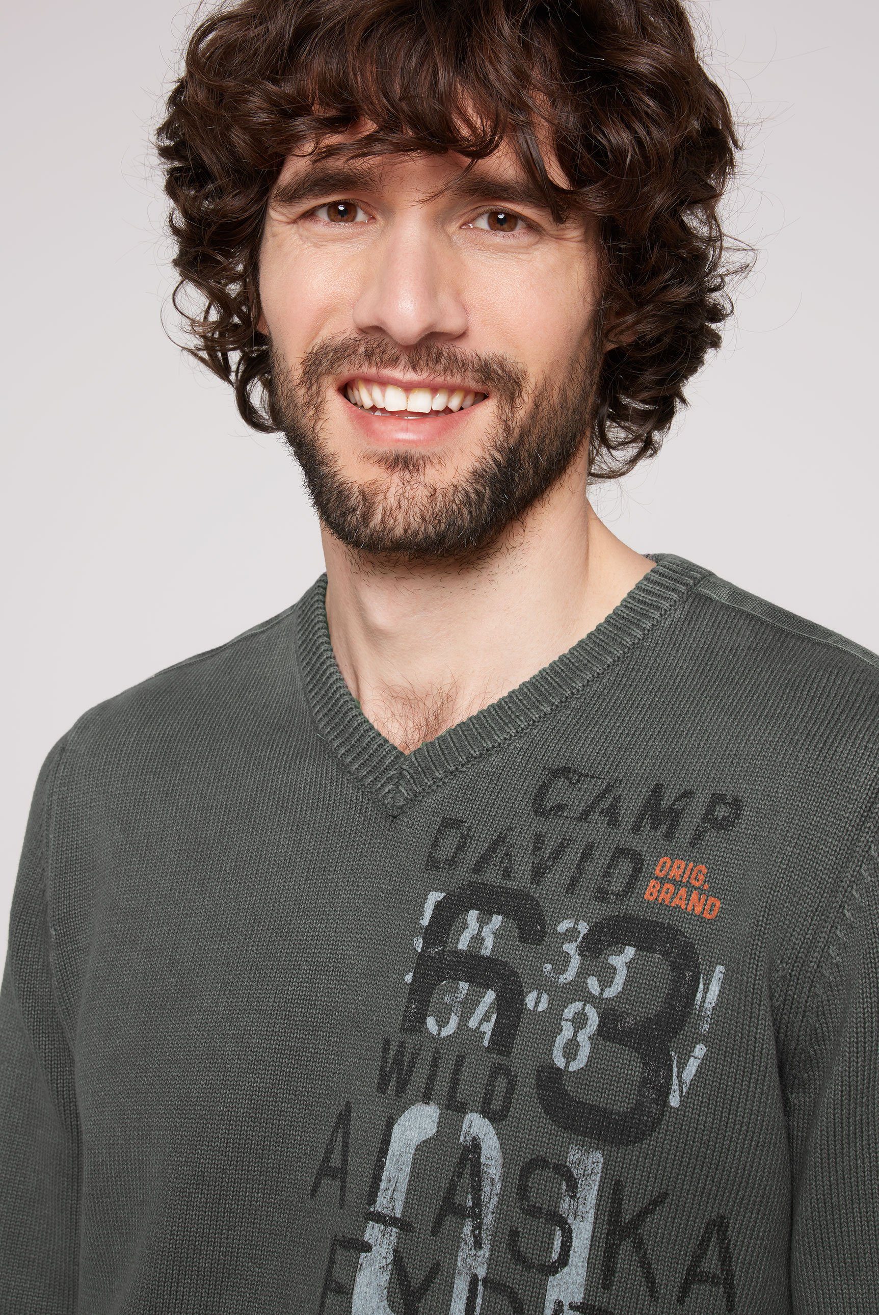 CAMP DAVID Gebreide trui met logo-prints voor en achter