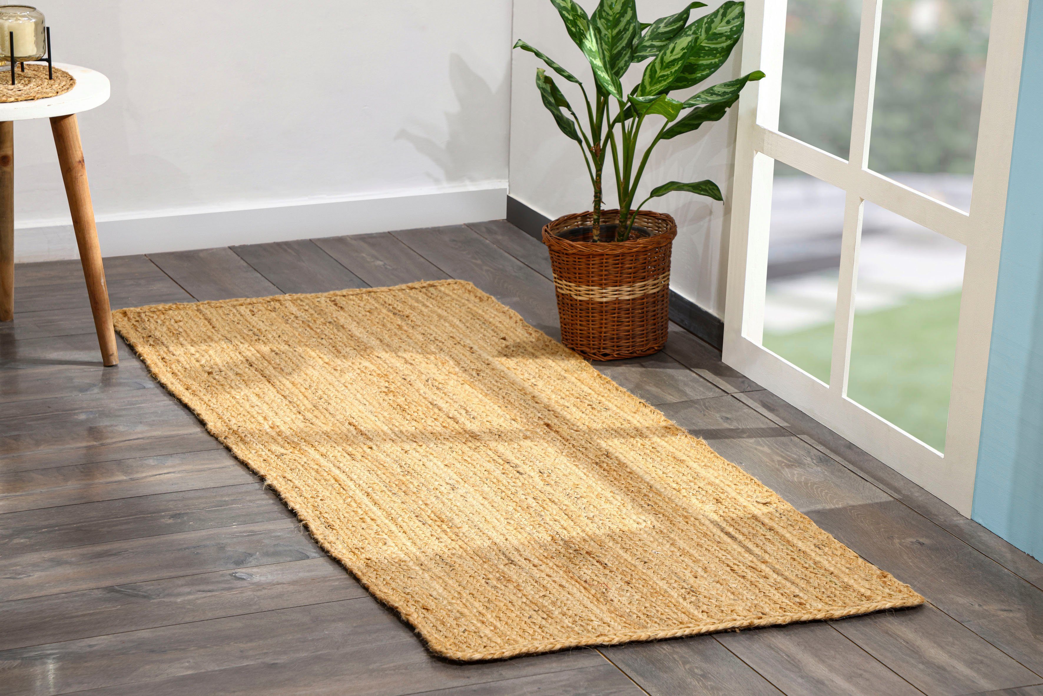 Myflair Möbel & Accessoires Loper Lola Jute tapijt, omkeerbaar tapijt, handgeweven, 100% natuurlijke vezel, Boho-stijl