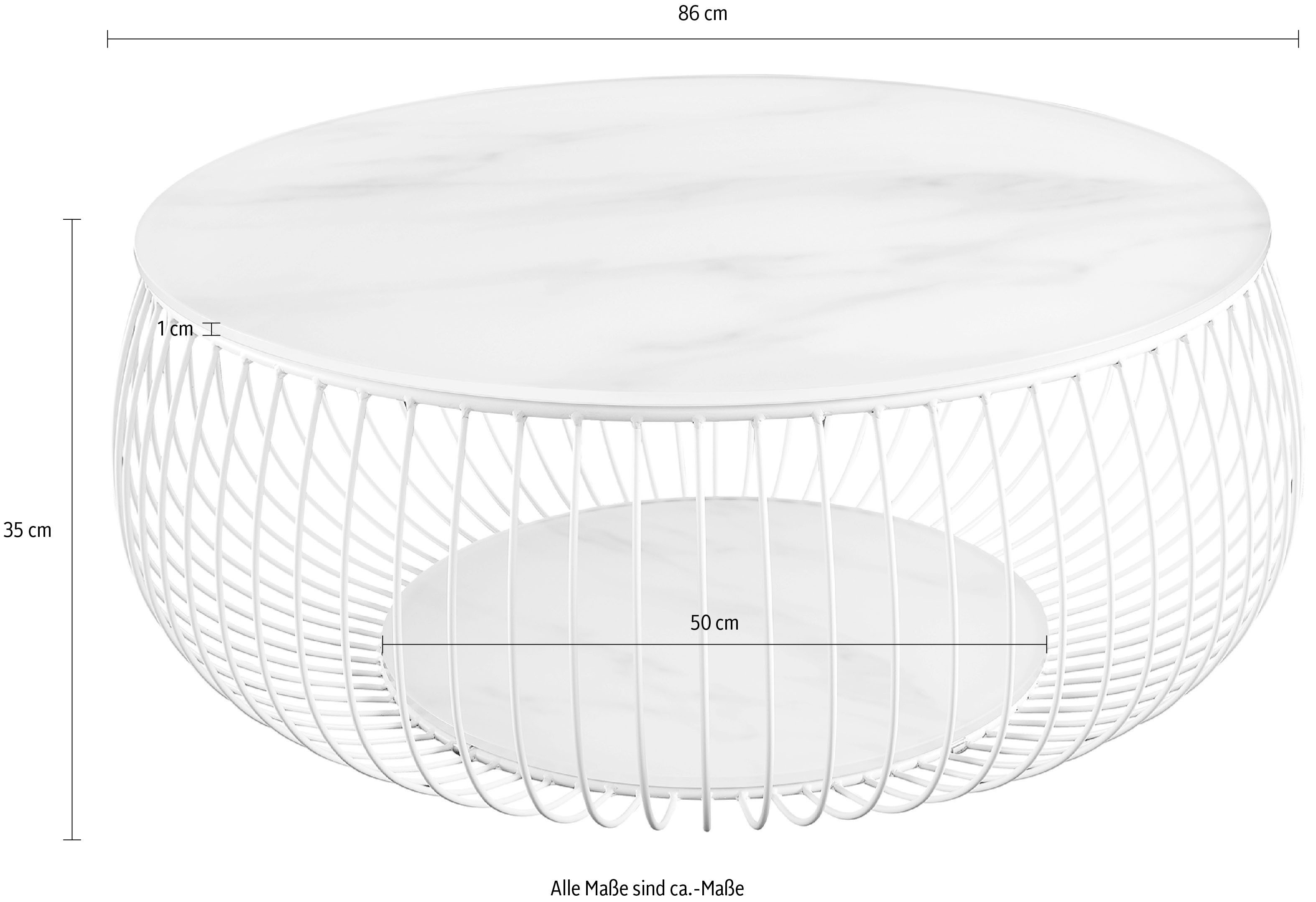 SalesFever Salontafel 10 mm dikke helder glazen plaat met marmerprint