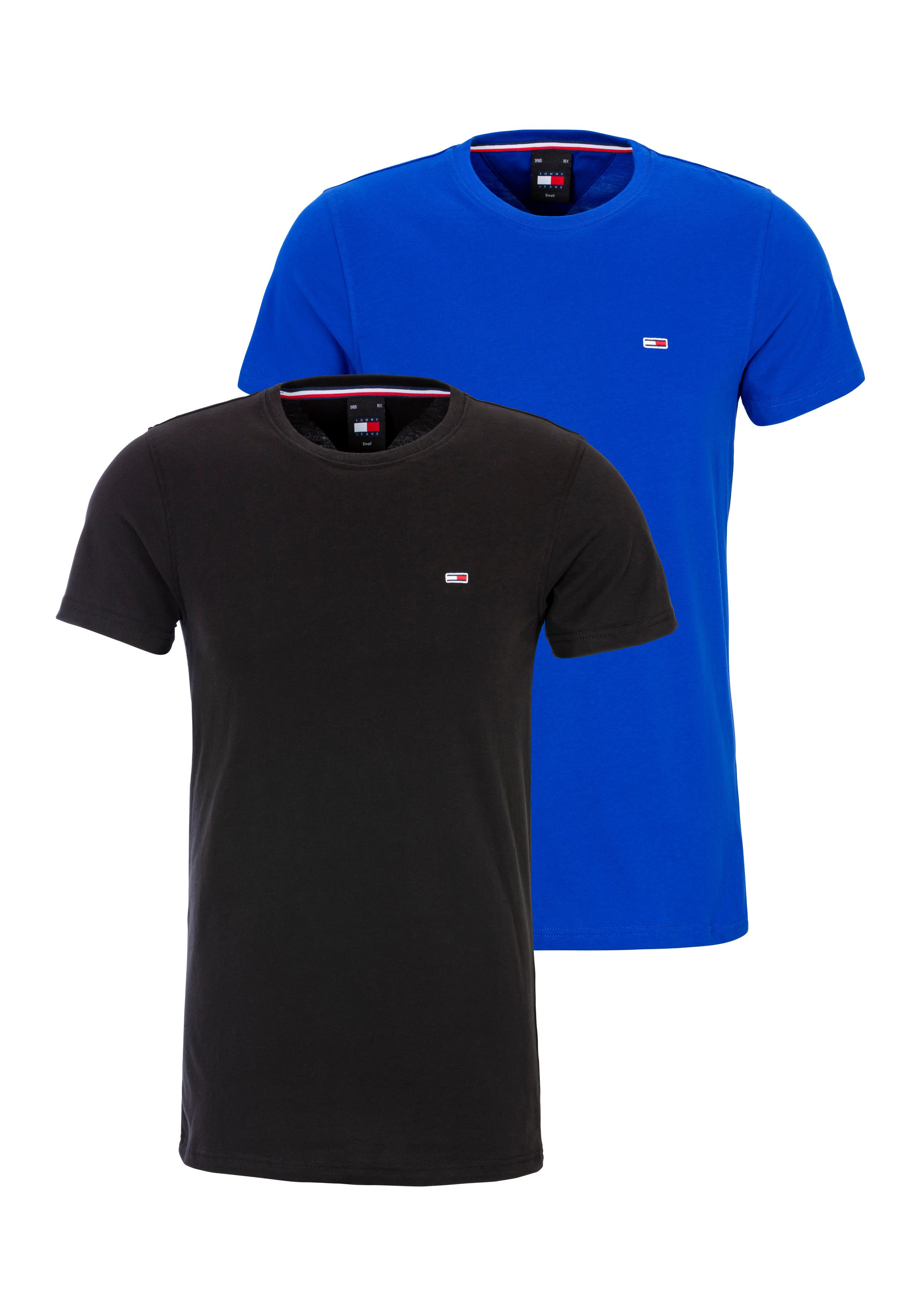 TOMMY JEANS T-shirt TJM 2PACK SLIM JERSEY TEE met merkembleem op de borst (2-delig, Set van 2)