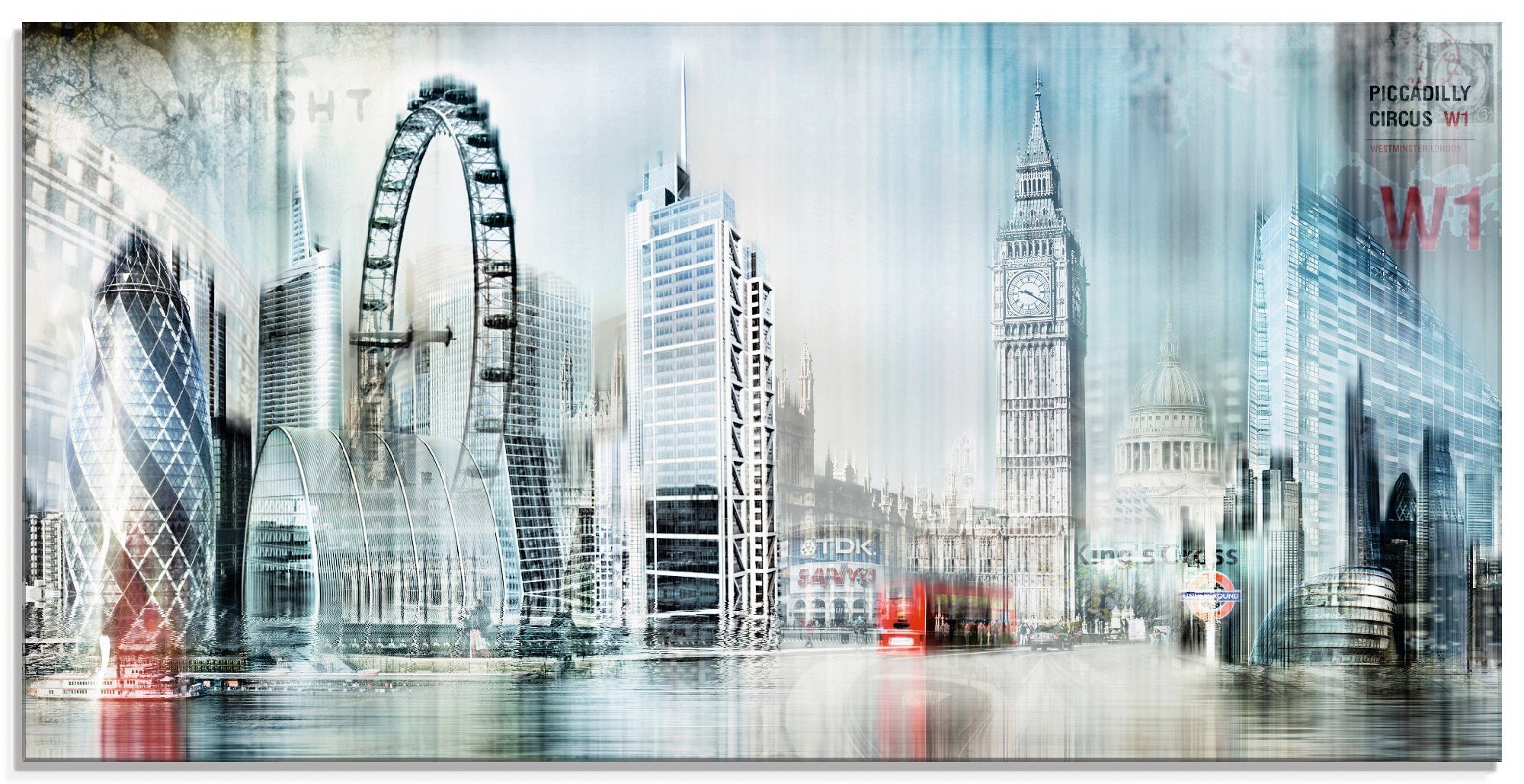 Artland Print op glas Londen Skyline collage II (1 stuk)