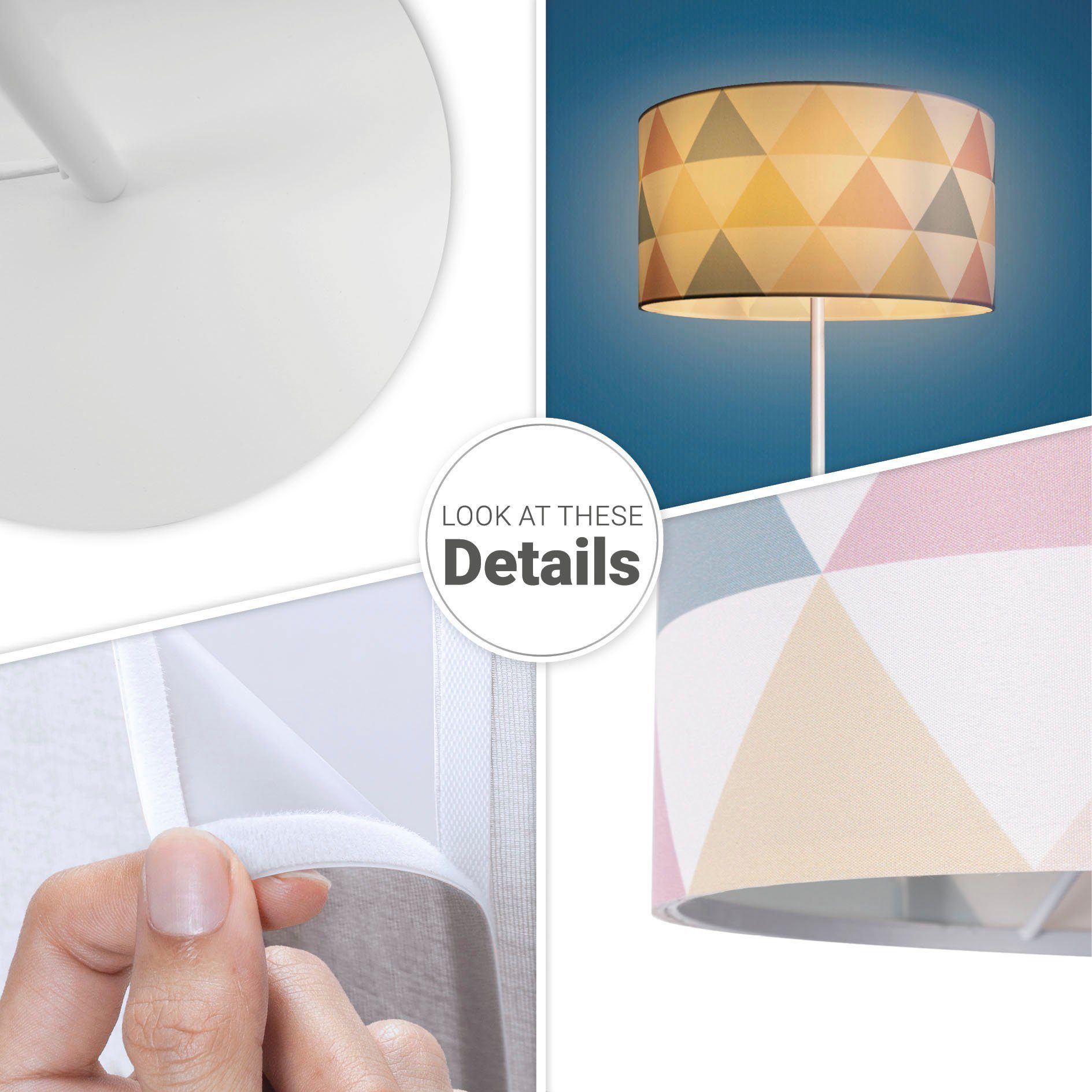 Paco Home Staande lamp Luca Delta Woonkamer stofkap driehoek kleurig vloerlamp textiel vloerlamp