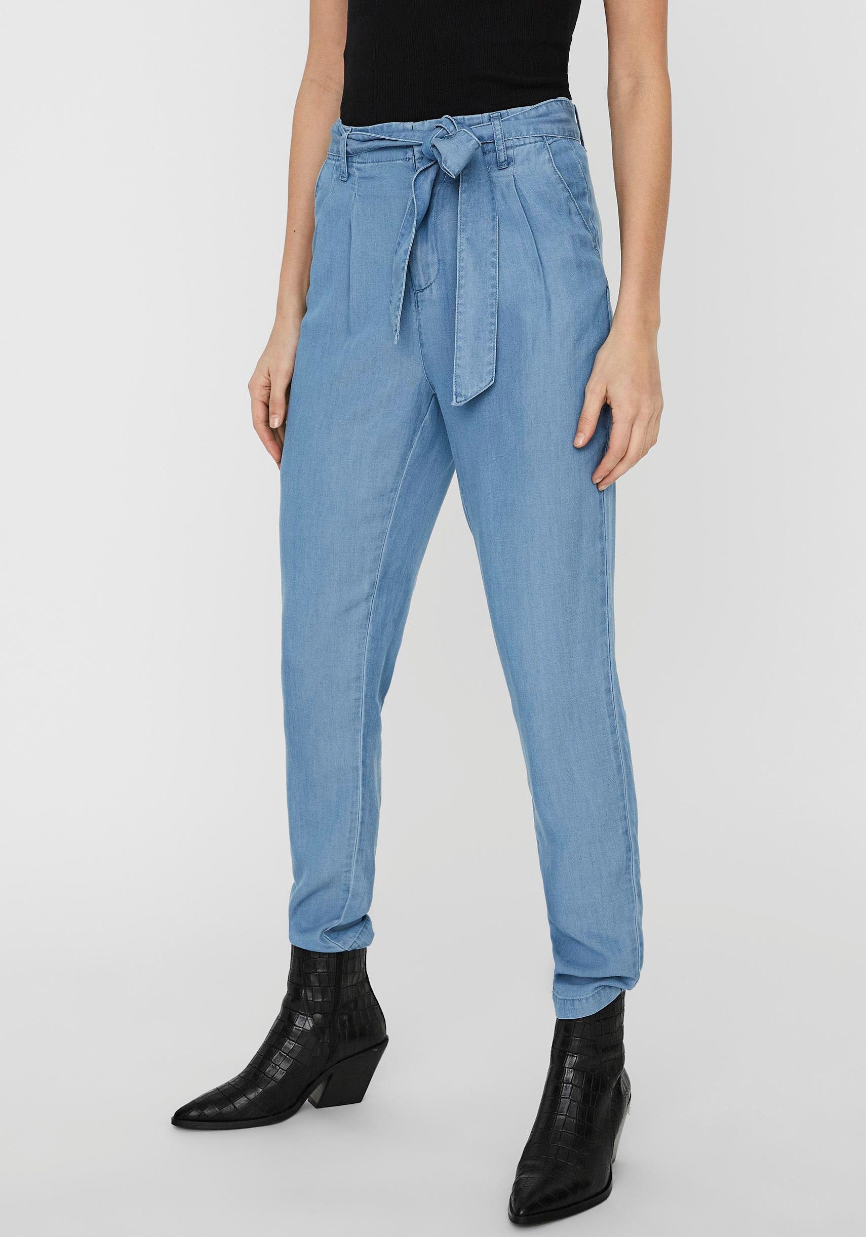 vero moda loose fit jeans vmmia hr loose tie pant blauw