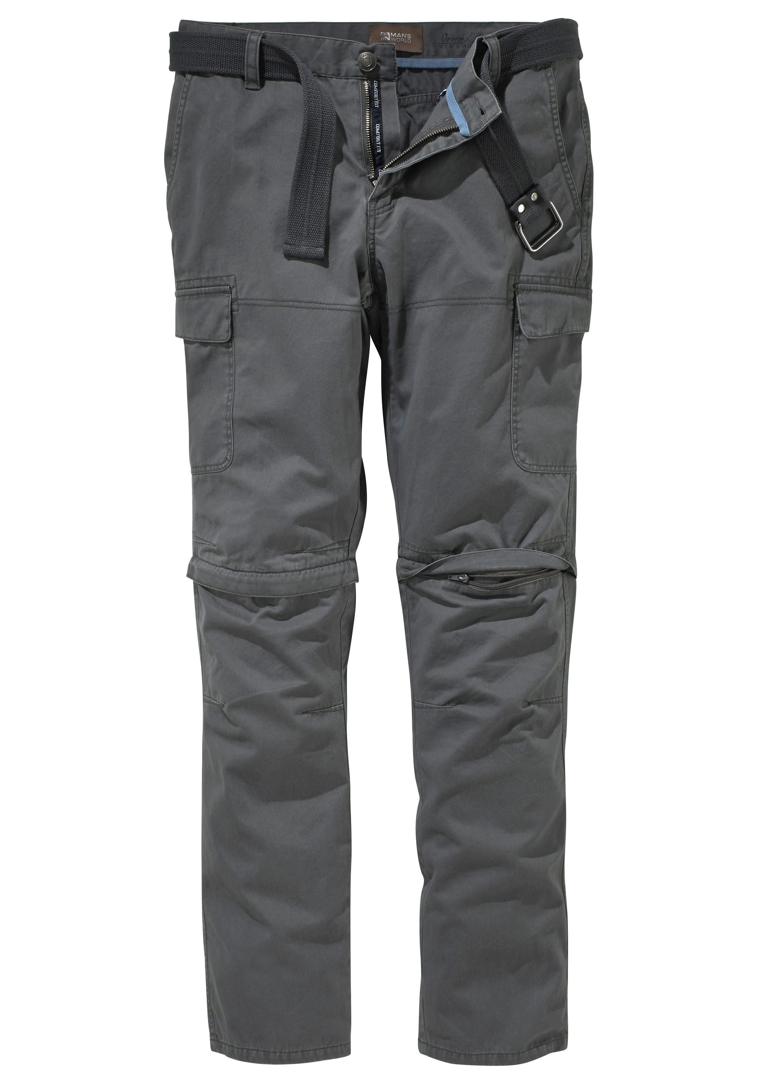 Man's World Cargobroek met zip-offfunctie (set, Met riem)