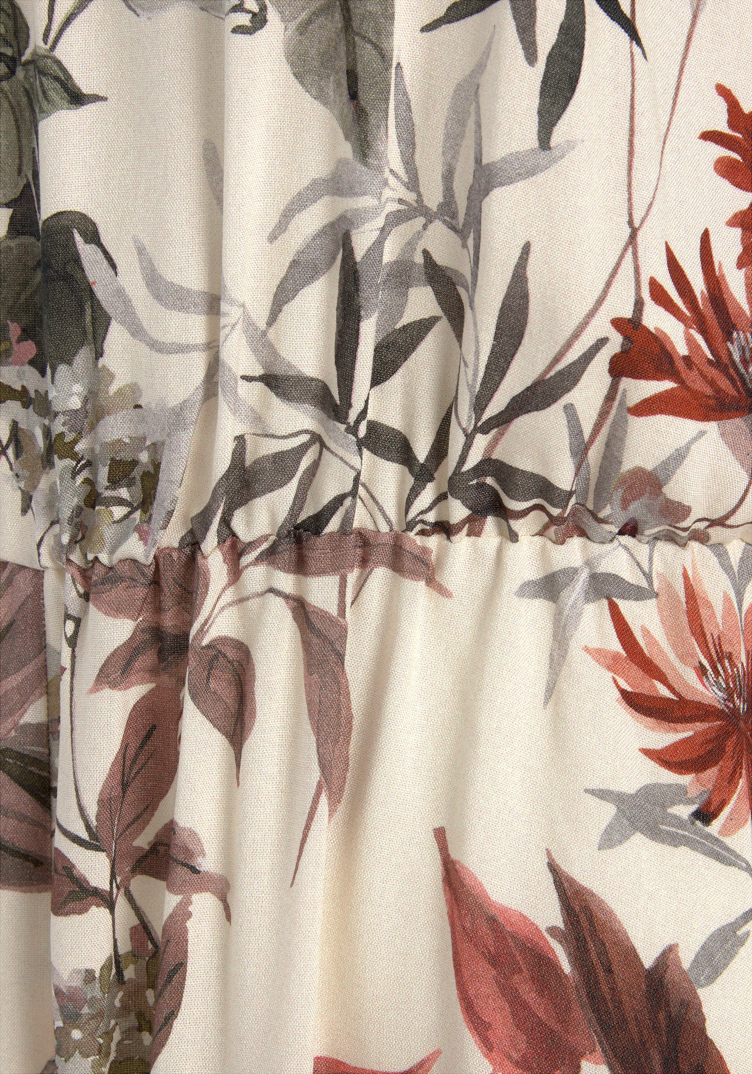 Lascana Maxi-jurk met bloemenprint, licht zomerjurk in vokuhila-stijl, strandjurk