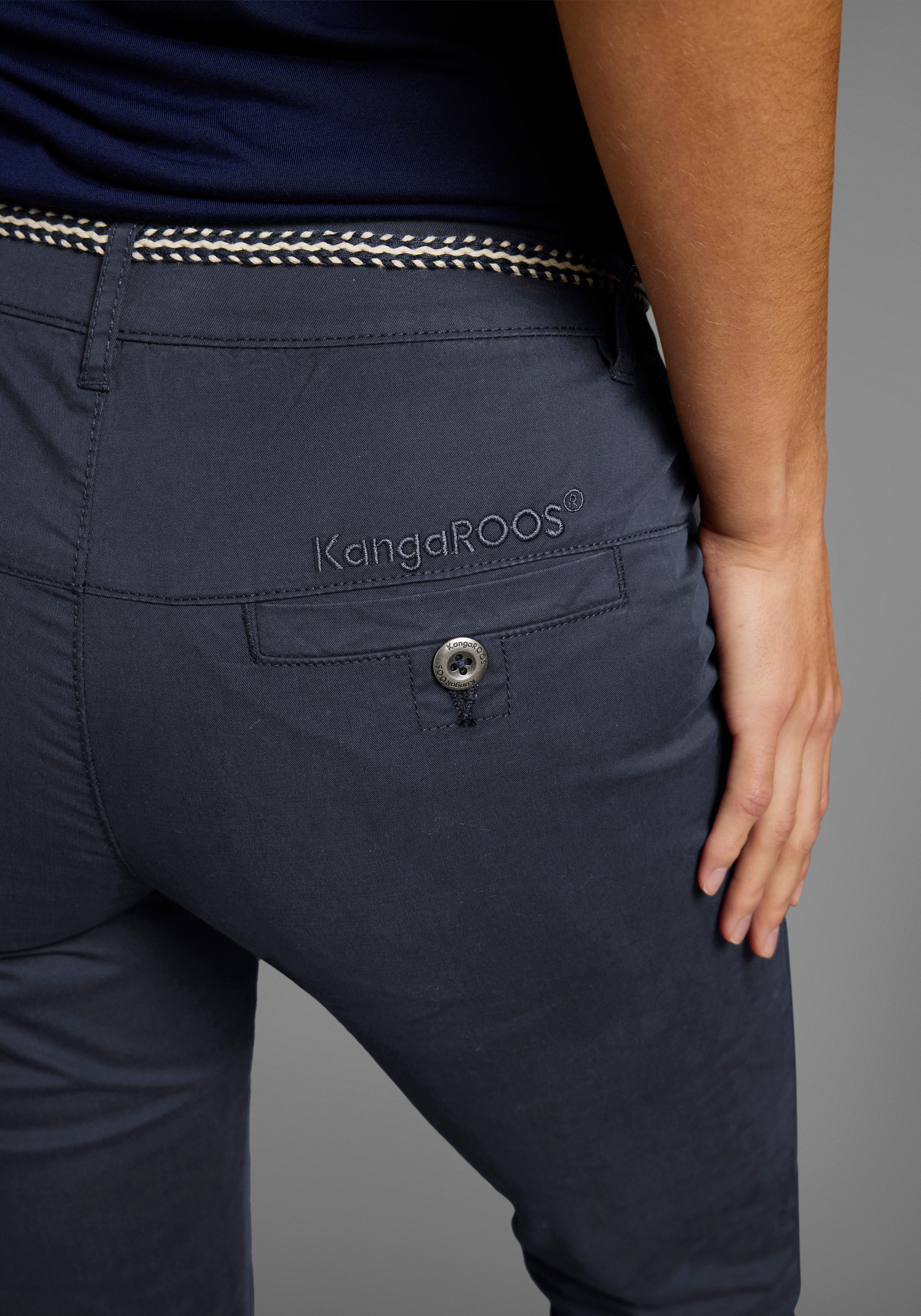 KangaROOS Chino in smal model, met koord te strikken (set, 2-delig, Met riem)