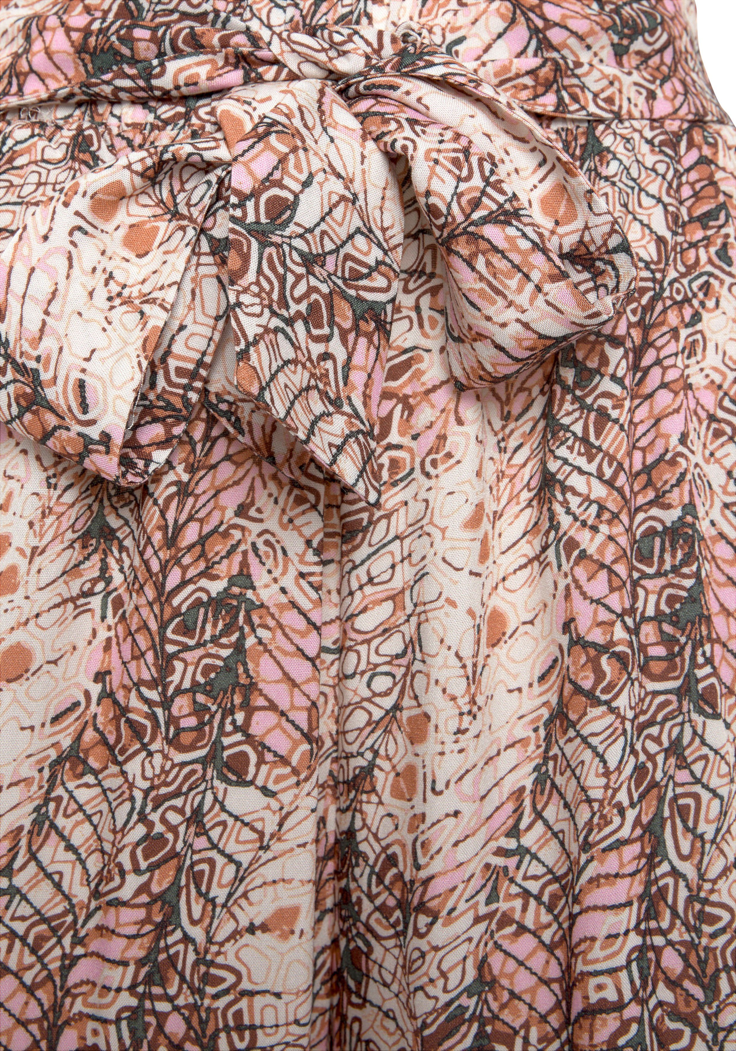 Buffalo Palazzobroek met all-over print, zijslits, losse pasvorm, zomershort (Met een bindceintuur)