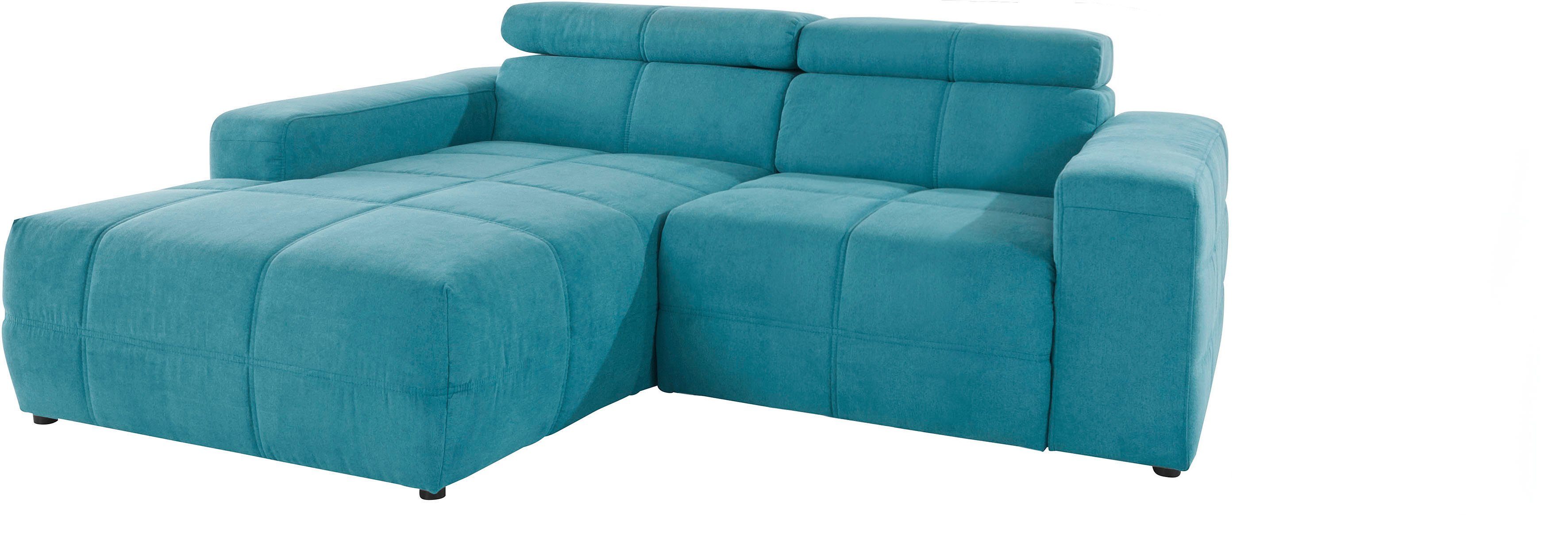 DOMO collection Hoekbank Brandon, incl. Hoofdsteunverstelling, B/D/H: 214/100/80 cm, L-Vorm