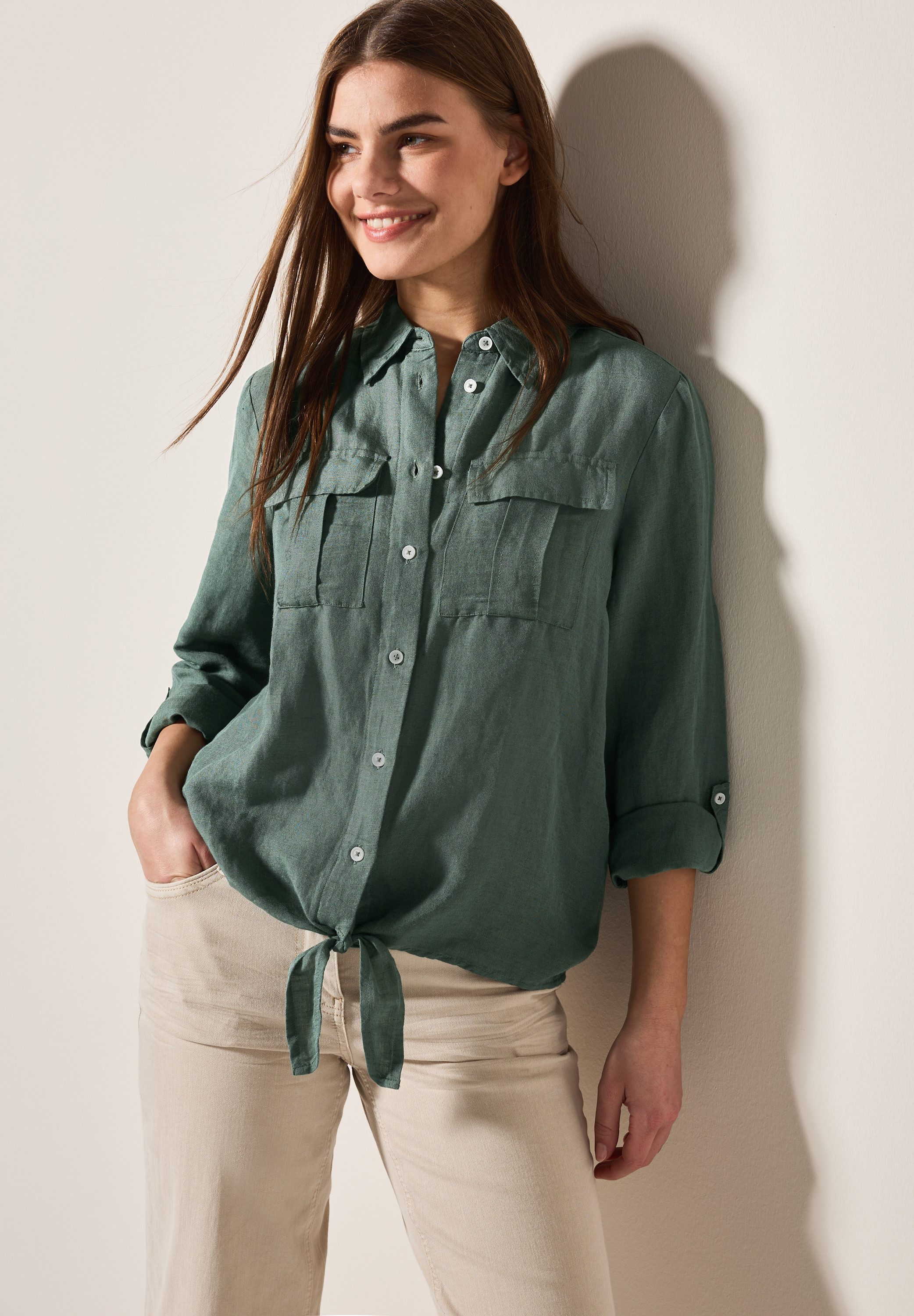 Cecil Blouse met lange mouwen met knoop bij de zoom