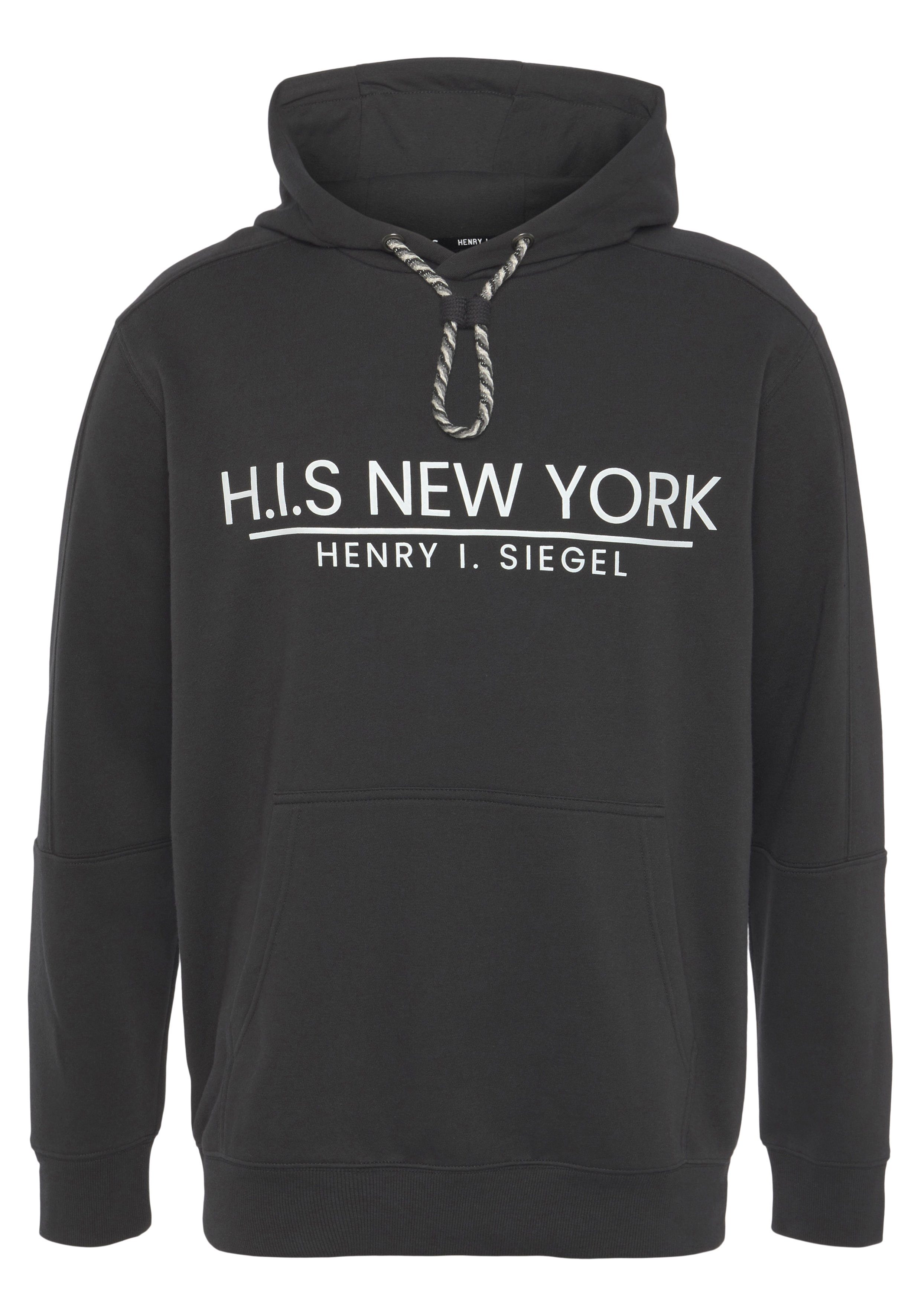 H.I.S Sweatshirt bedrukt ontwerp, met capuchon en koord, van katoenmix