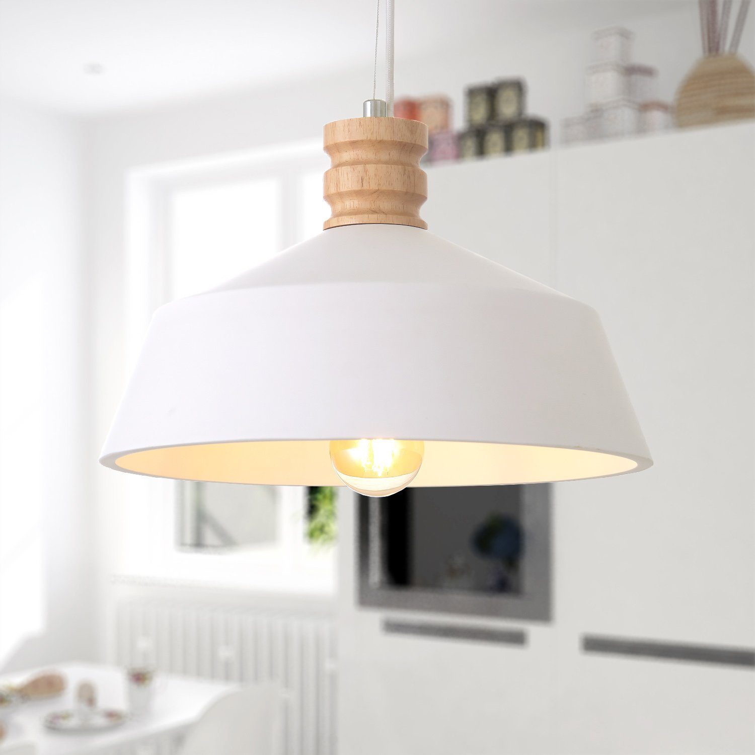Paco Home Hanglamp Kotter Led, E27, lamp voor woonkamer eetkamer keuken, in hoogte verstelbaar