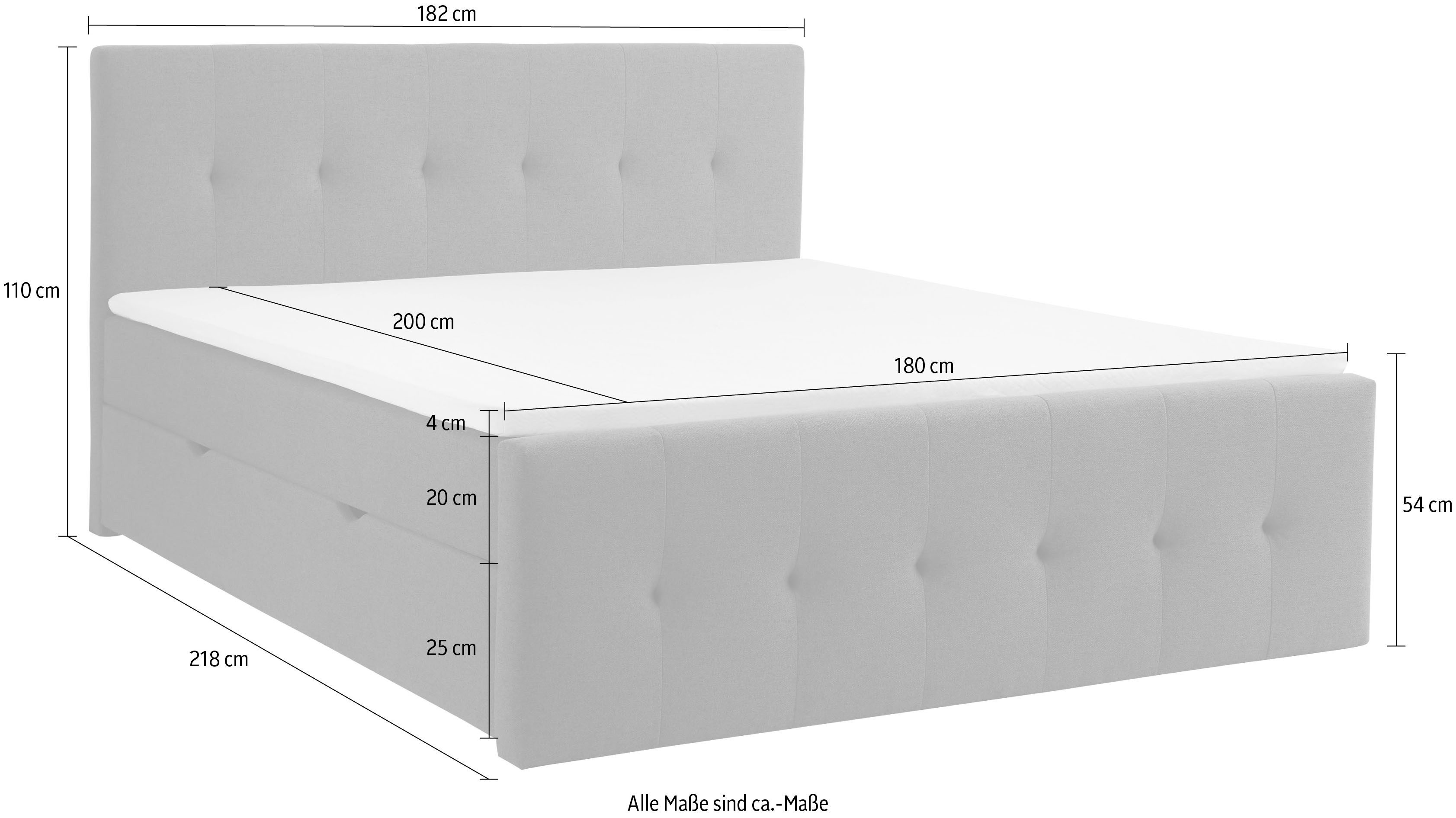 INOSIGN Boxspring Tessaja 180 x 200 cm, met bedkist, incl. topmatras