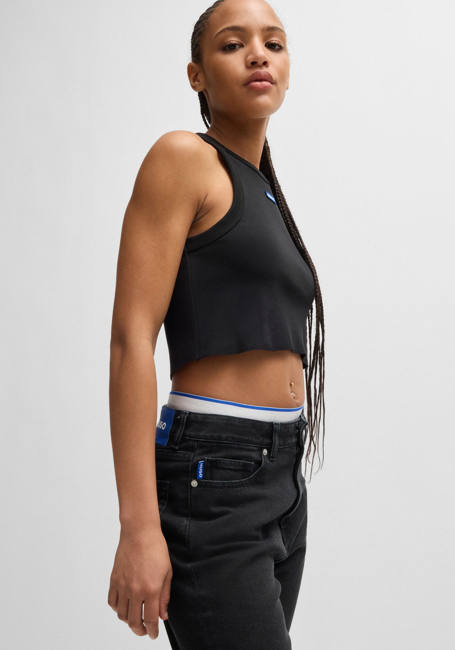 HUGO Blue Mom jeans Noe Straight fit jeans met hoge taille