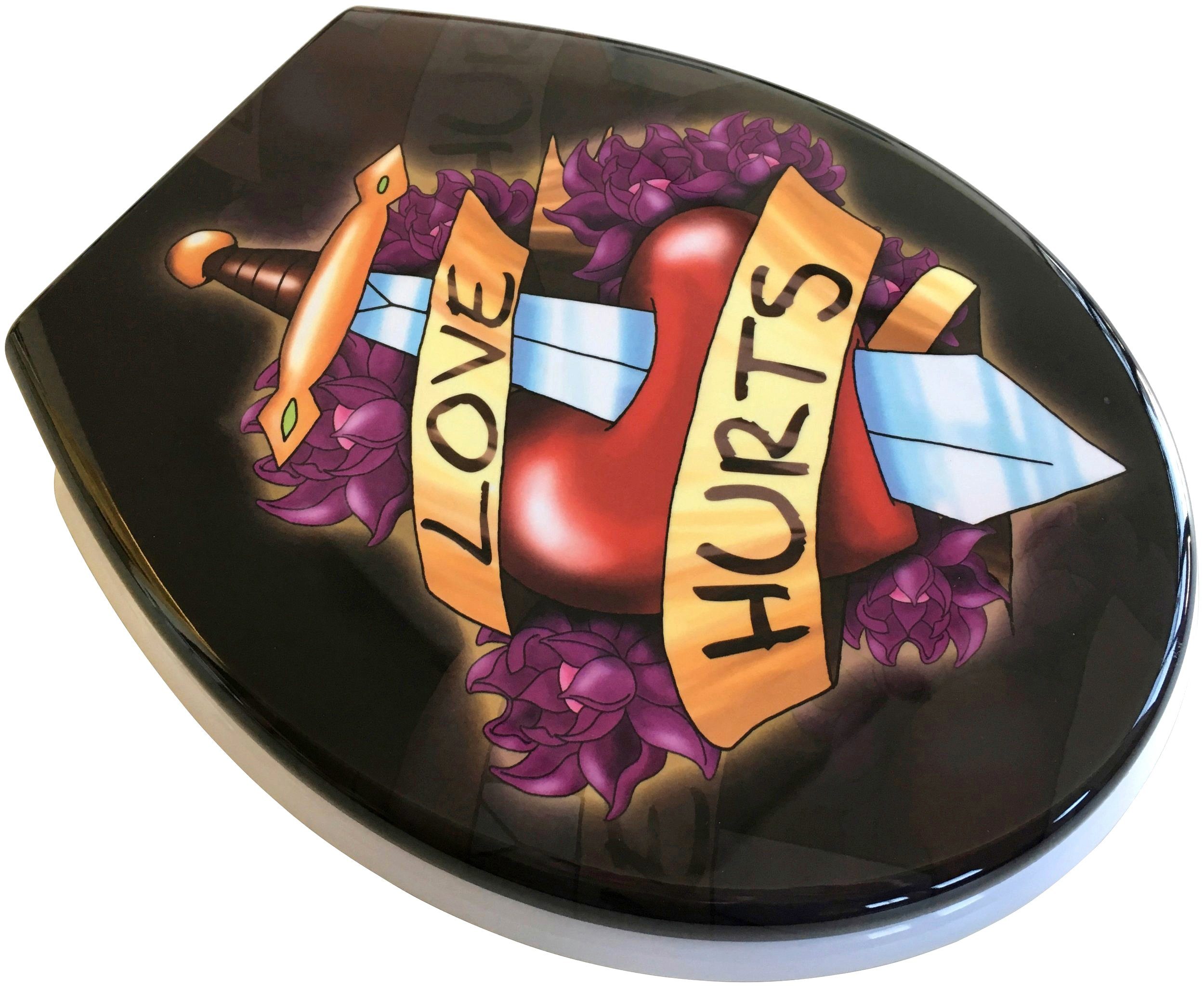 ADOB Toiletzitting Love Hurts Soft-closemechanisme, voor het schoonmaken afneembaar