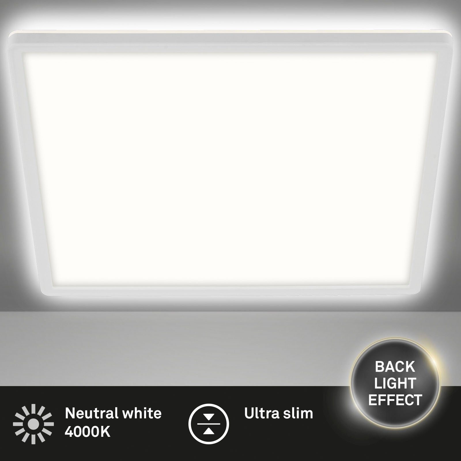 Briloner Leuchten Led-paneel 7158416 SLIM Plafondlamp, 42x42x2,9 cm, wit, 22W, woonkamer, slaapkamer, keuken