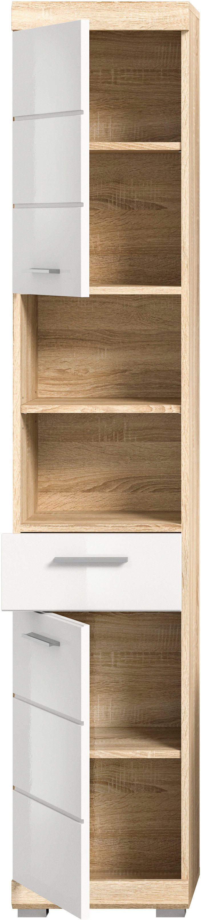 INOSIGN Hoge kast Siena, breedte 37 cm, 2 deuren, 1 lade, 2 open vakken, MDF-front in verschillende kleuren verkrijgbaar, badkamermeubels, badkamerkast, kast, badkamer (1 stuk)