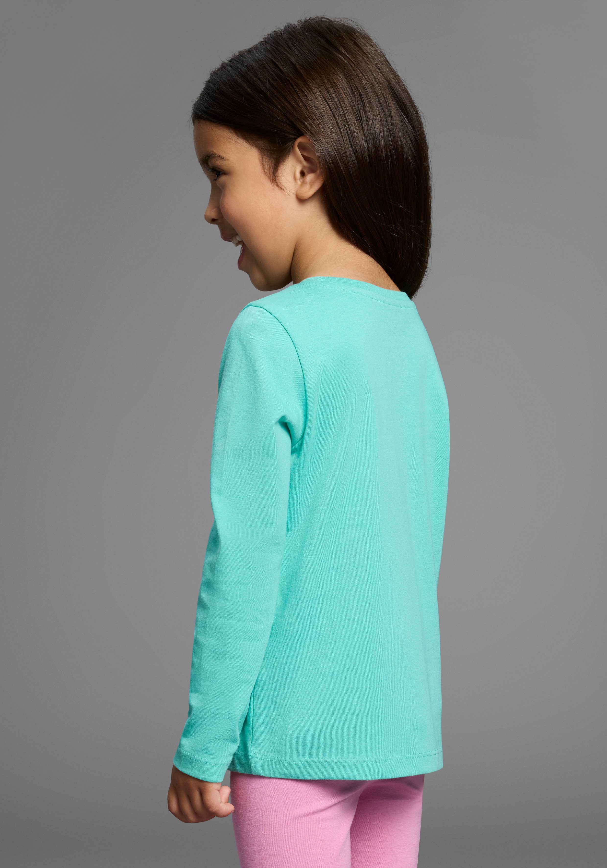 KIDSWORLD Shirt met lange mouwen Regenboog pailletten-applicatie Lange mouwen, basic pasvorm, met glanzende pailletten-applicaties