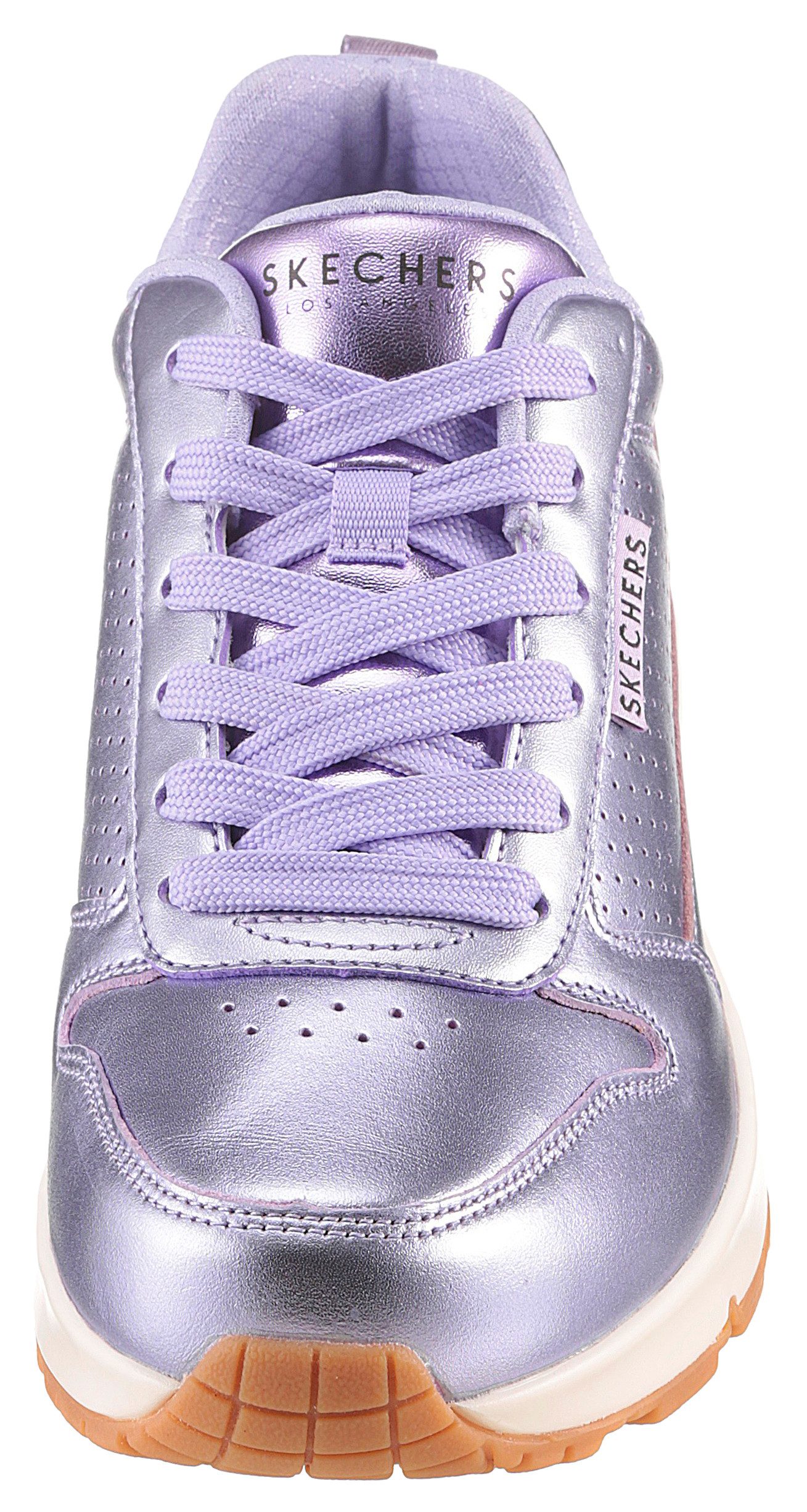 Skechers Sneakers Uno - Metallixs , sleesneaker, plateausneaker, veterschoen, lage schoen in metallic-look