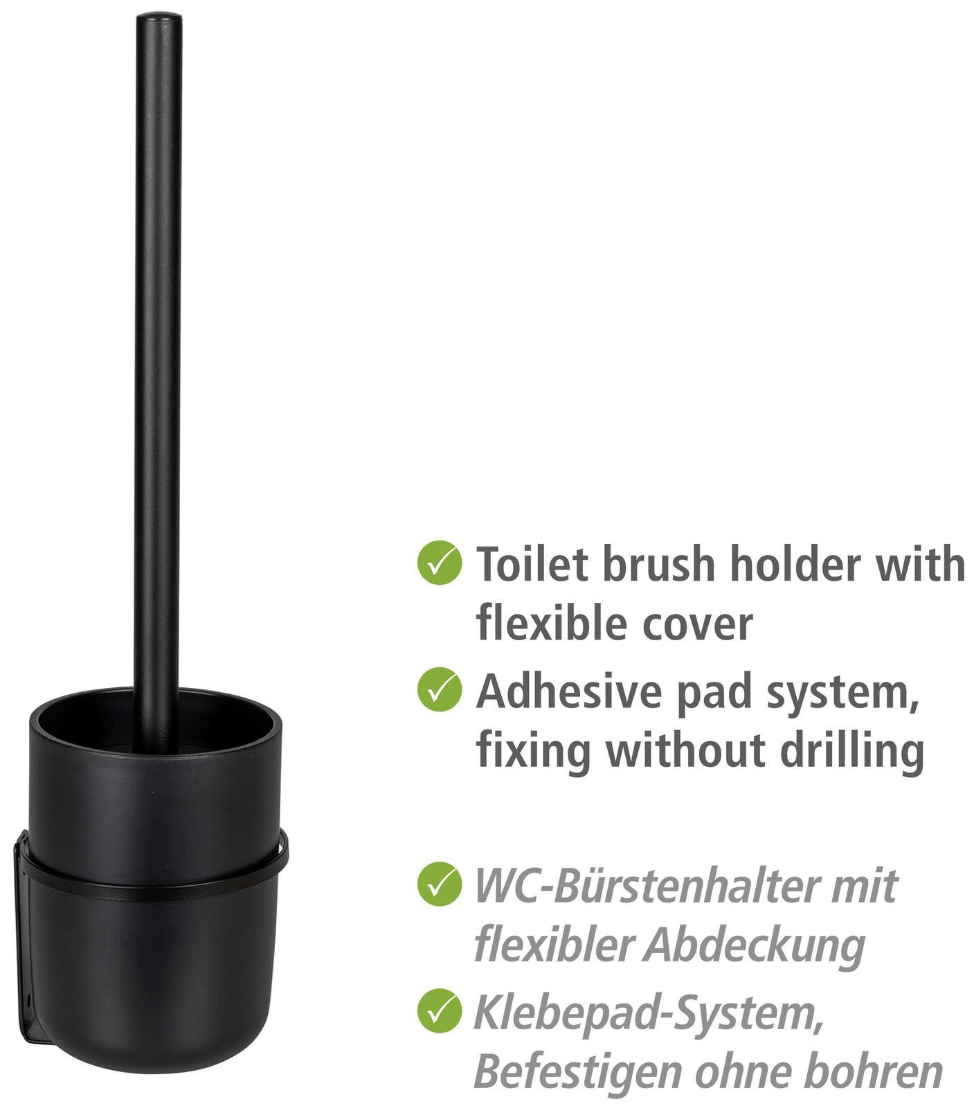 WENKO Toiletset Turbo-Loc® Carpino zwart, bevestigen zonder boren