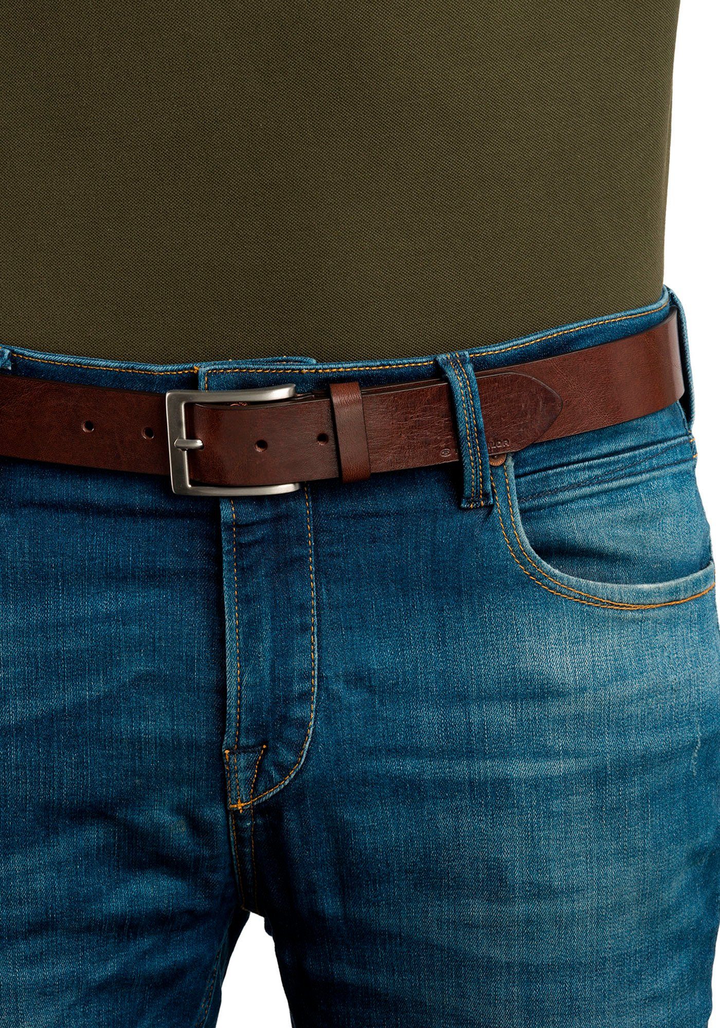 Tom Tailor Leren riem TTJADEN 3,5 cm brede herenriem, ideaal voor jeans tot maat 120