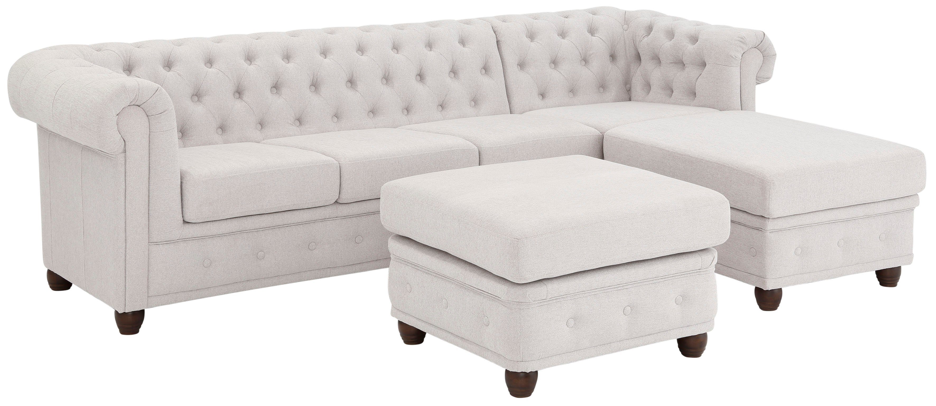 Home affaire Chesterfield-bank New Castle L-vorm hoogwaardige capitonnage in chesterfield-design, bxdxh: 255(171x72)