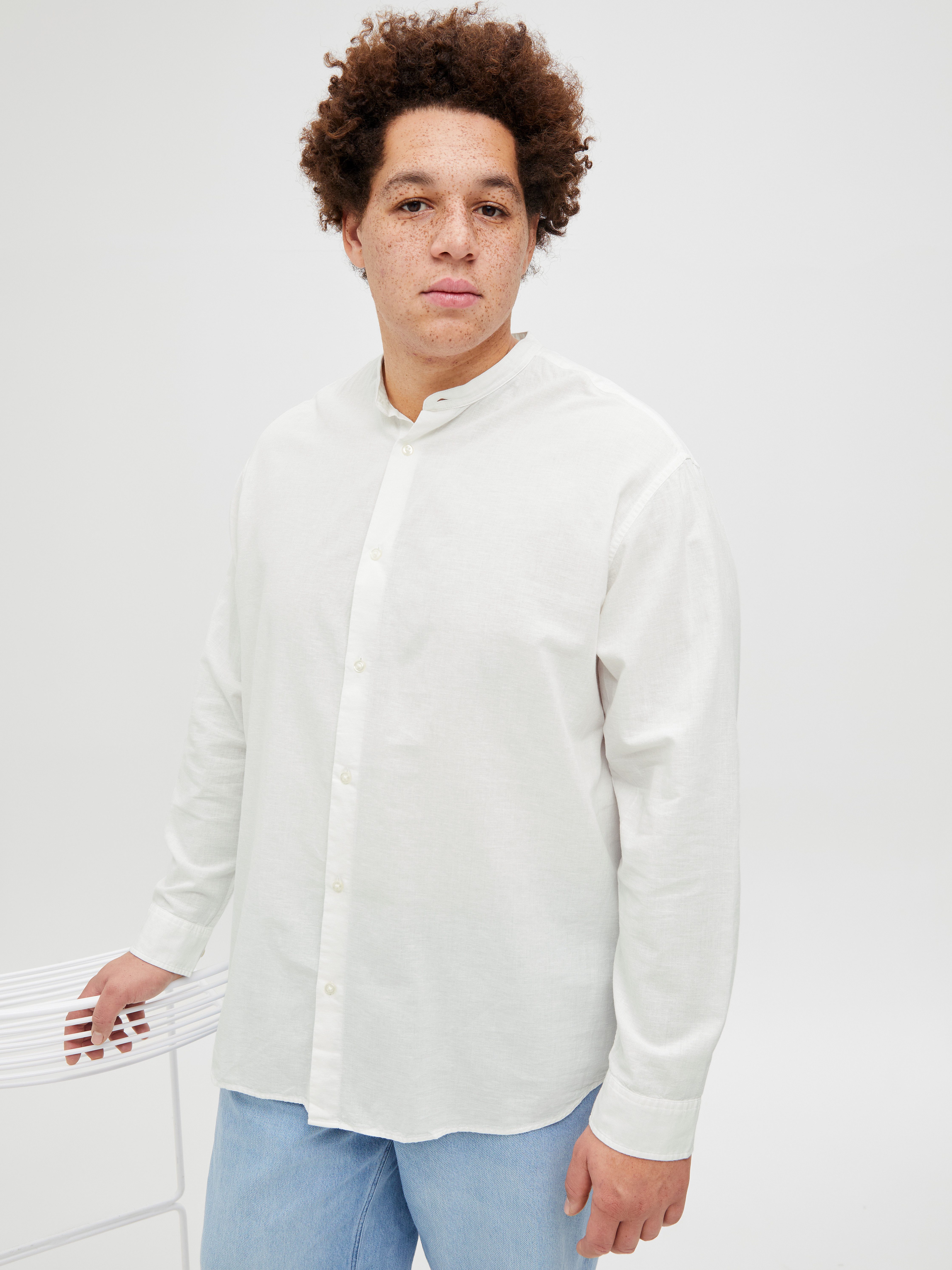 Jack & Jones PlusSize Overhemd met lange mouwen JJEBREEZE LINEN BLE BAND SHIRT LS SN PLS